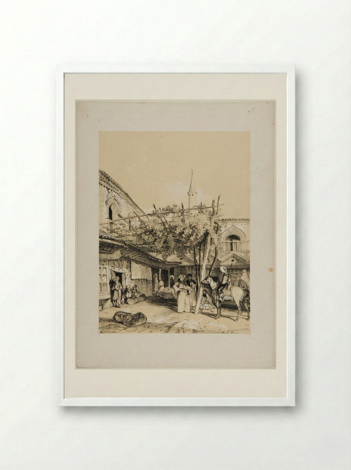 Silk Khan, Brusa - John Frederick Lewis - Framed Print White