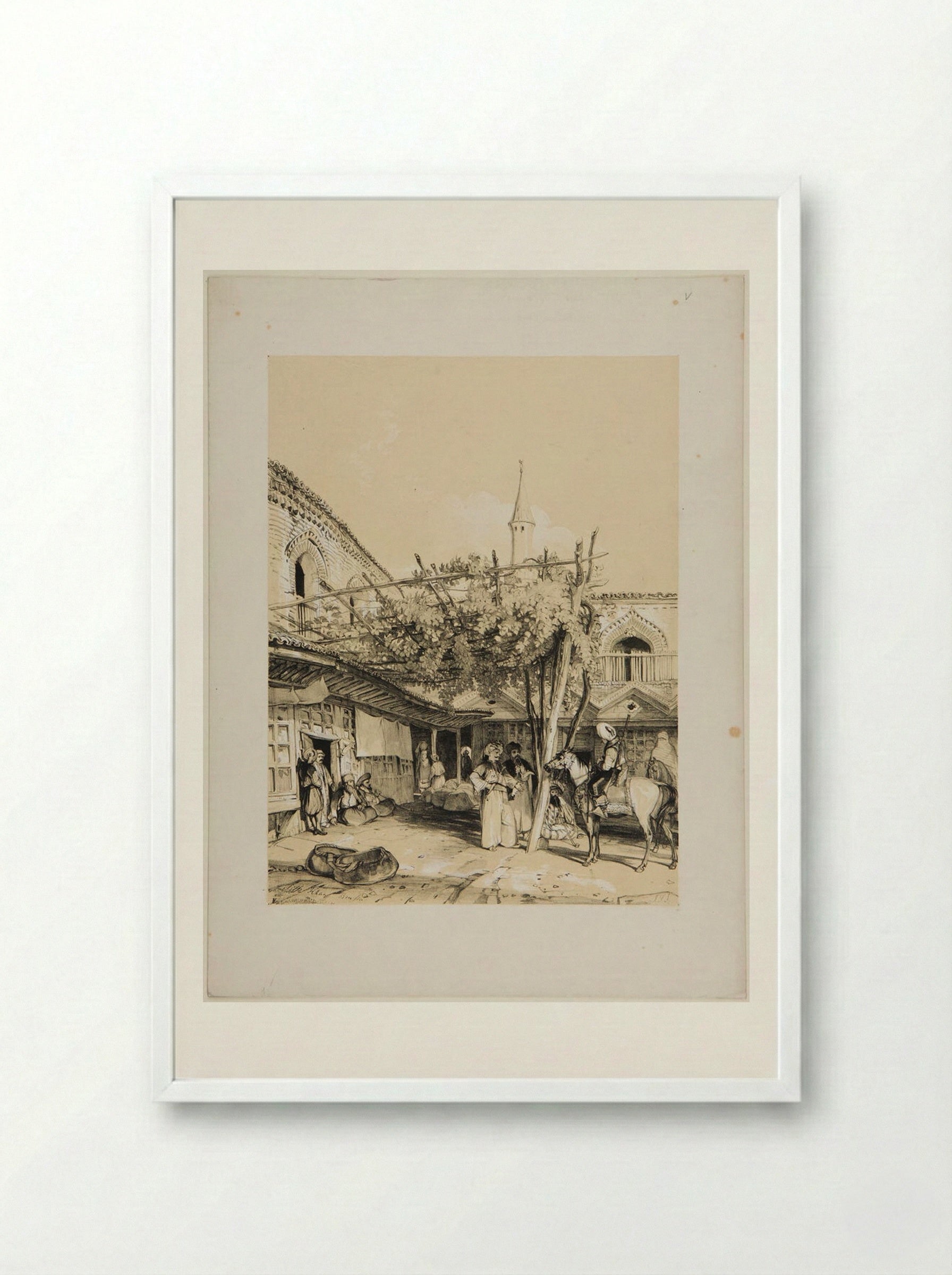 Silk Khan, Brusa - John Frederick Lewis - Framed Print White