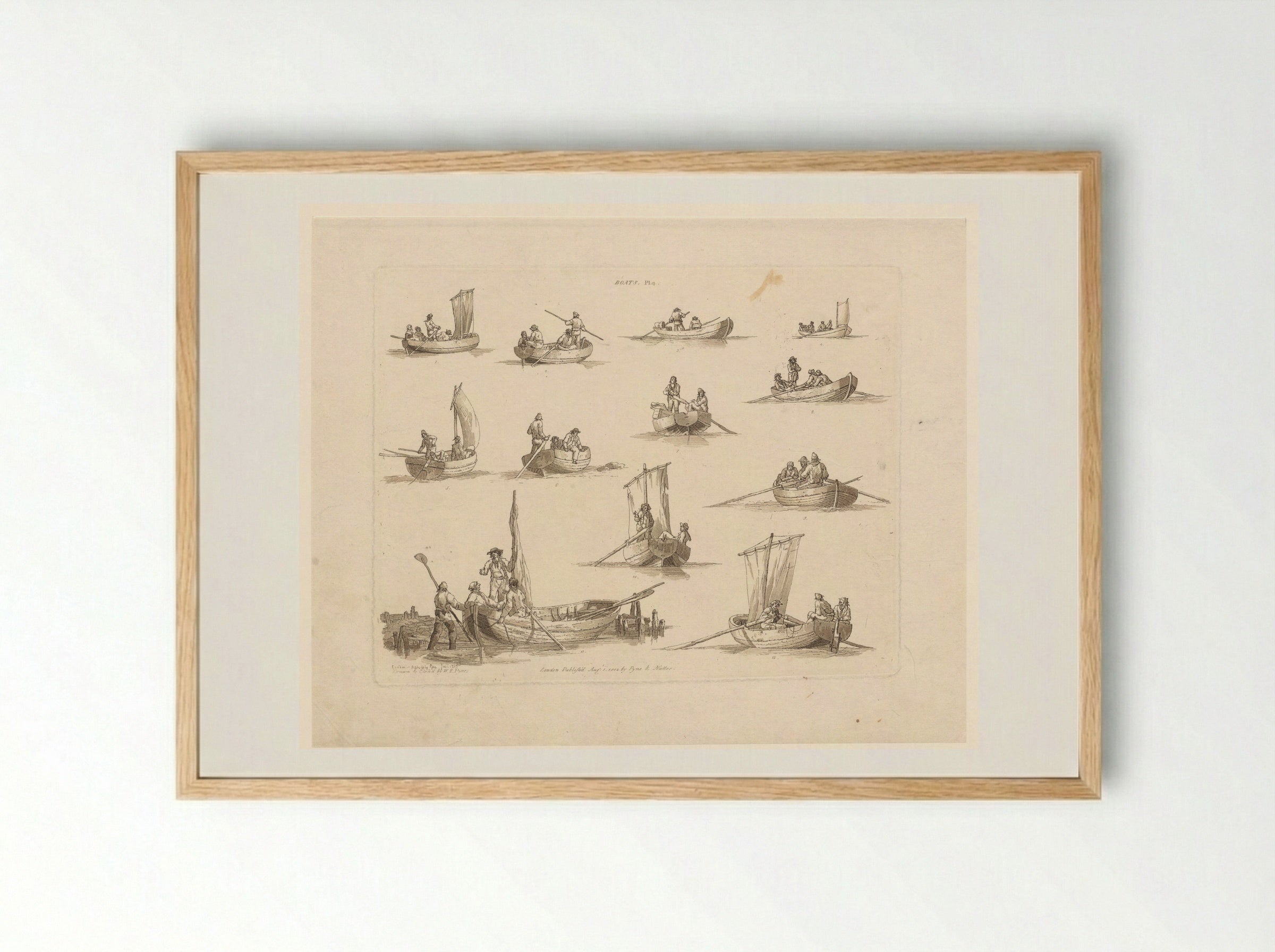 Boats, Plate 4 - John Hill - Framed Print Wood