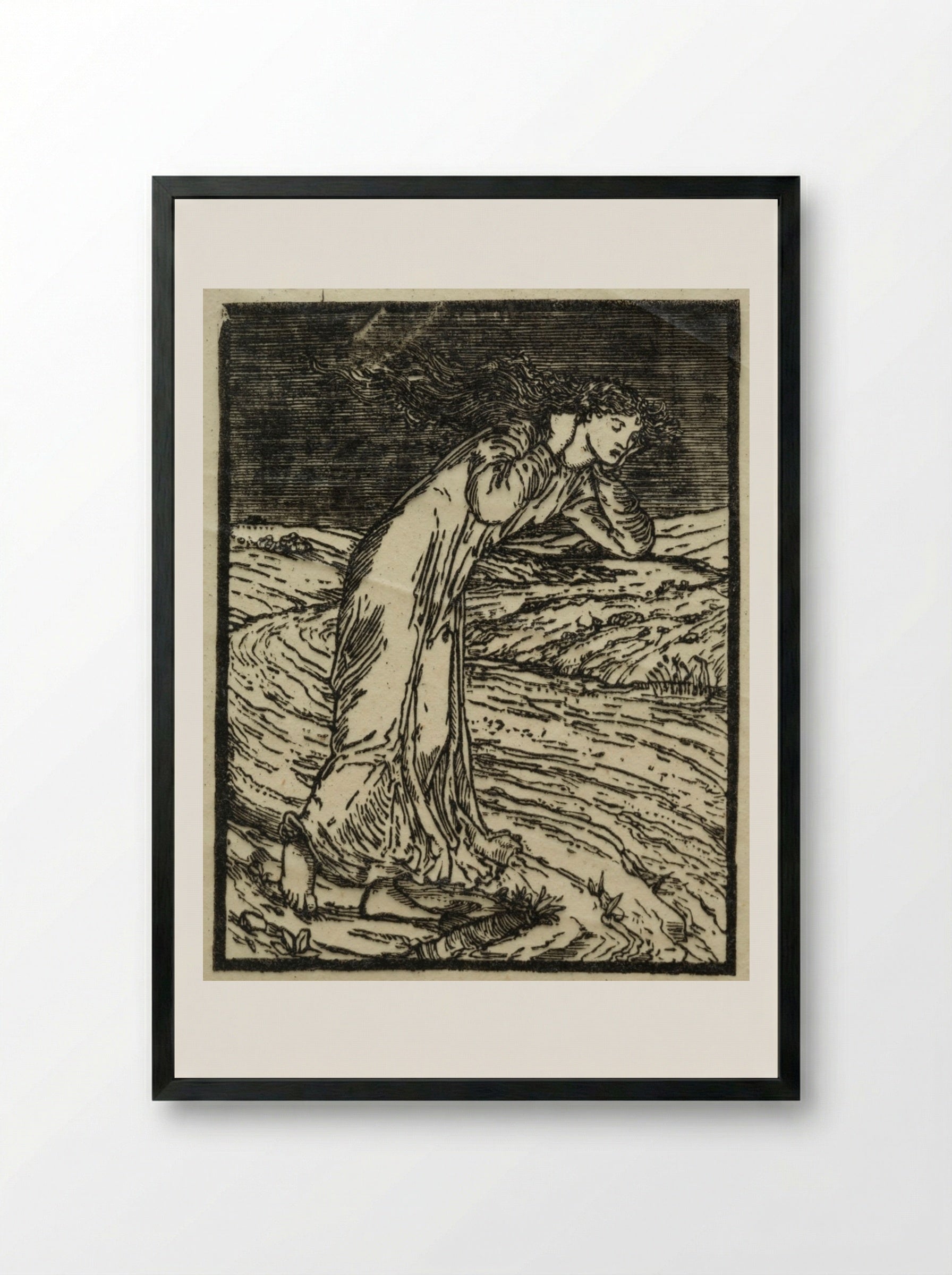 Psyche Throwing Herself into the River - William Morris - Framed Print Black