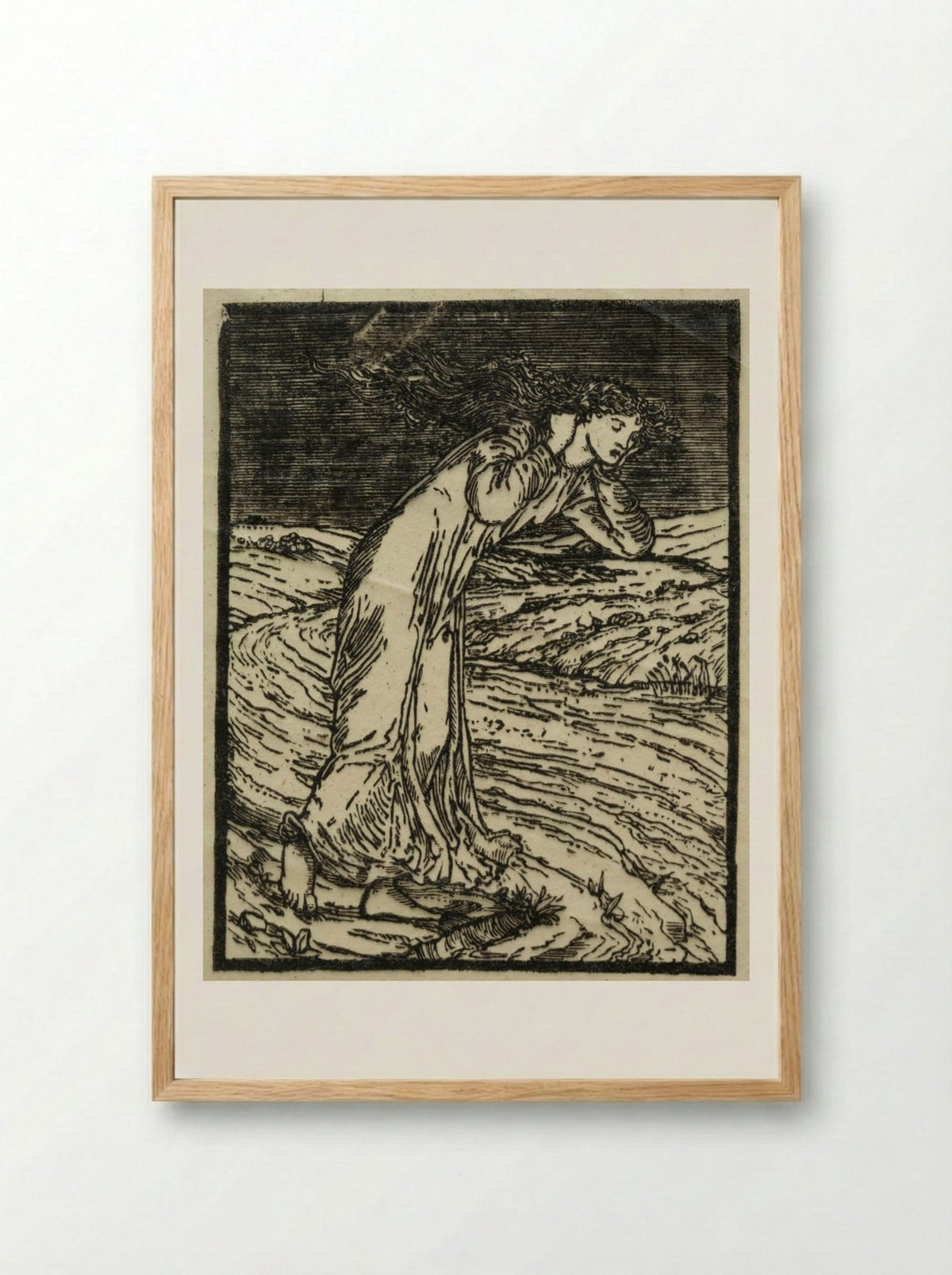 Psyche Throwing Herself into the River - William Morris - Framed Print Wood