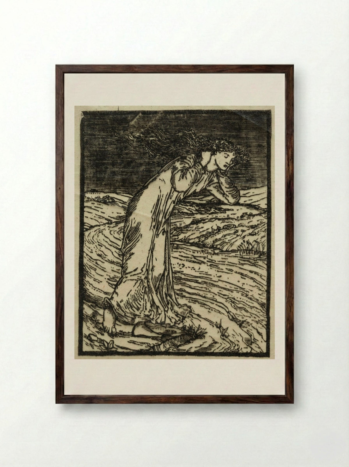 Psyche Throwing Herself into the River - William Morris - Framed Print Dark Wood