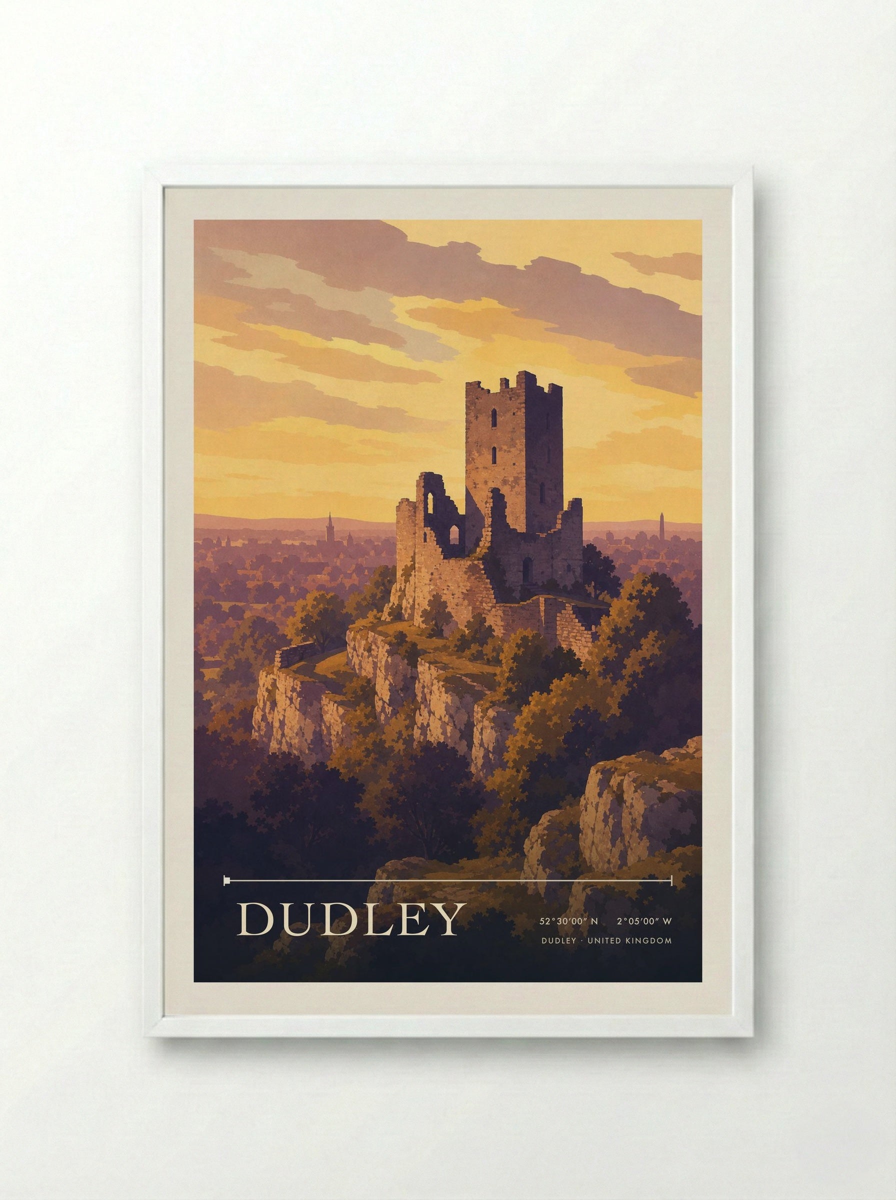 Dudley United Kingdom Travel Poster - Framed Print White
