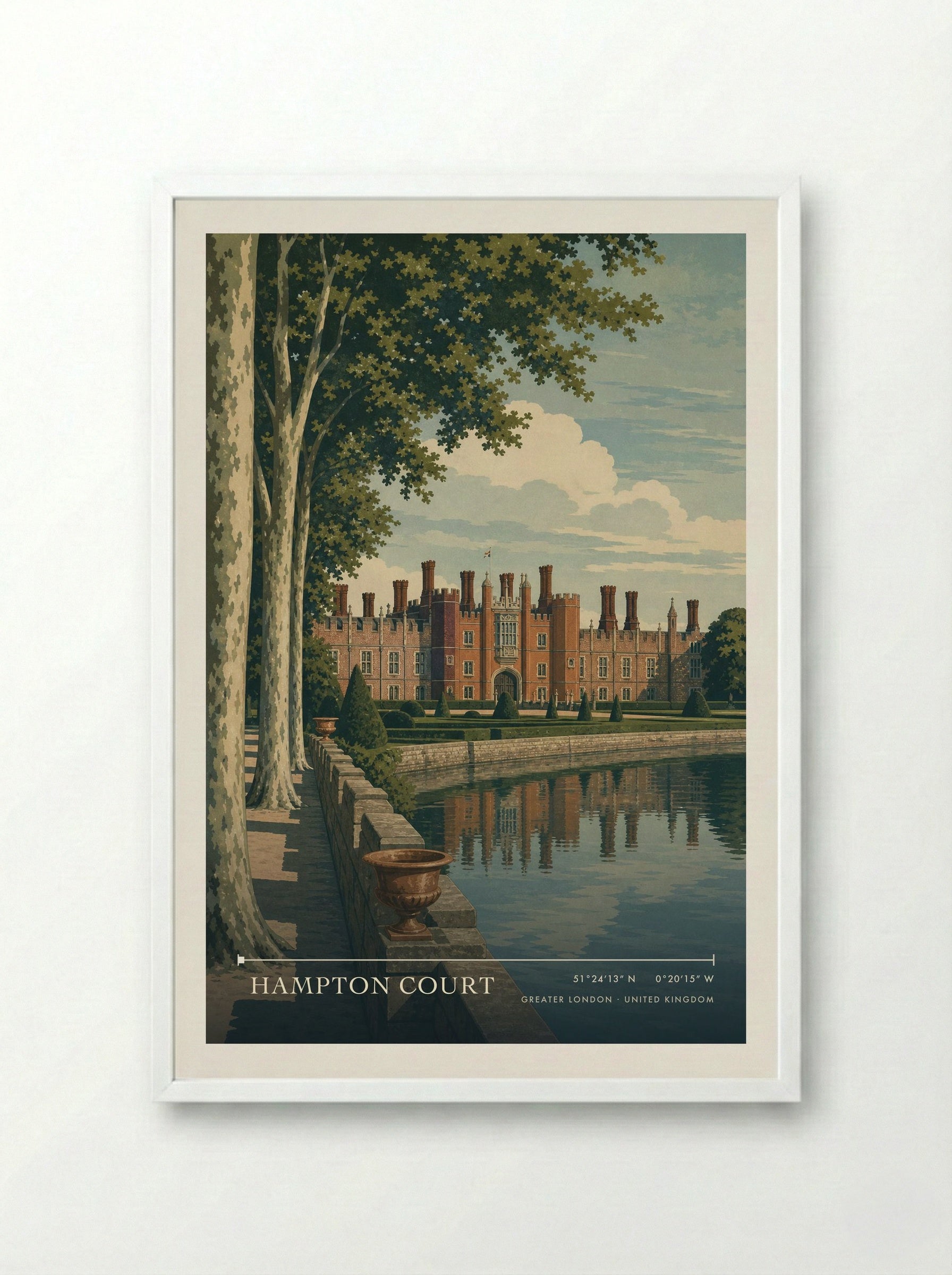 Hampton Court Greater London United Kingdom Travel Poster - Framed Print White