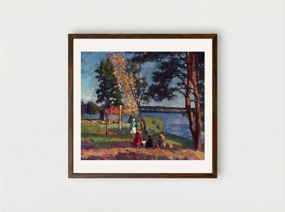 Bank of the Neva. Evening - Ilya Mashkov - Framed Print Dark Wood