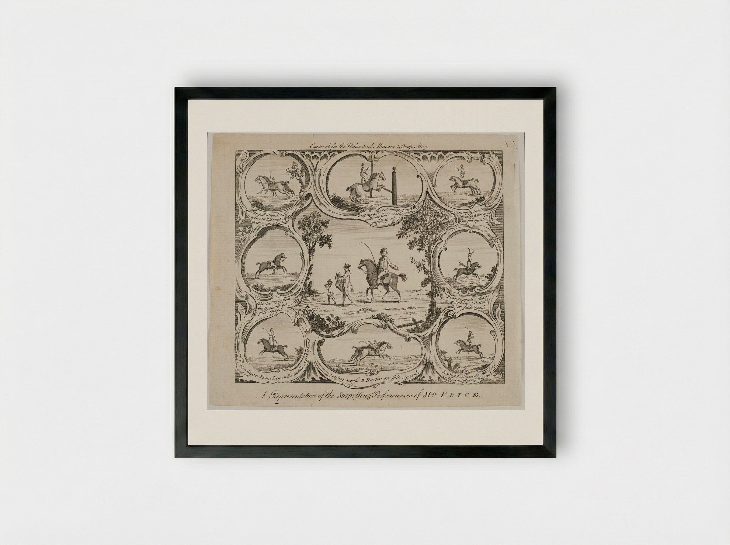 A Representation of the Surprising Performances of Mr. Price - B. Cole - Framed Print Black