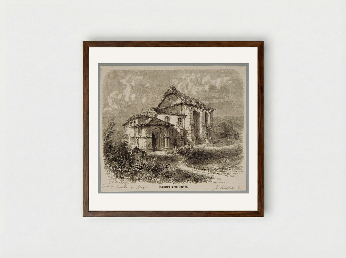 Schiller's Trau-Kapelle - A. Müller - Framed Print Dark Wood