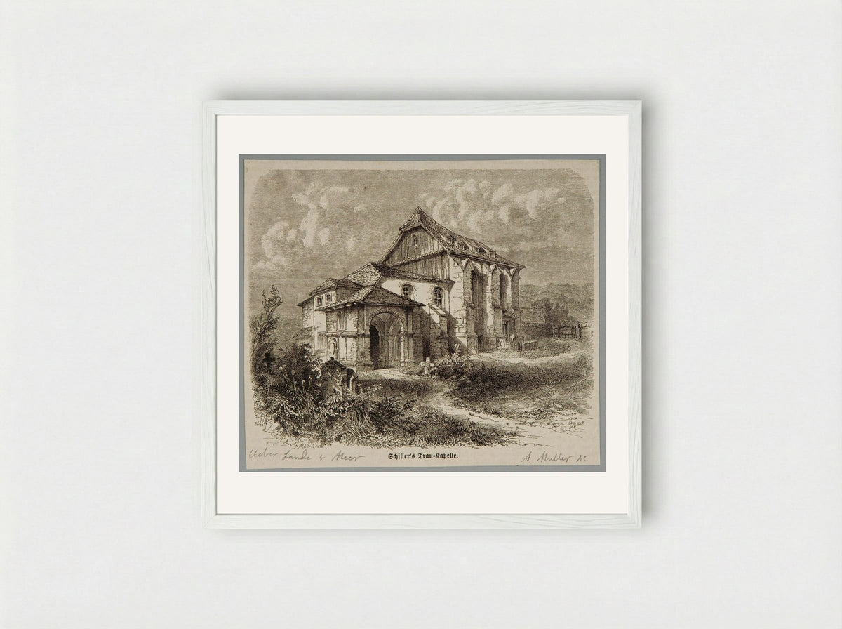 Schiller's Trau-Kapelle - A. Müller - Framed Print White