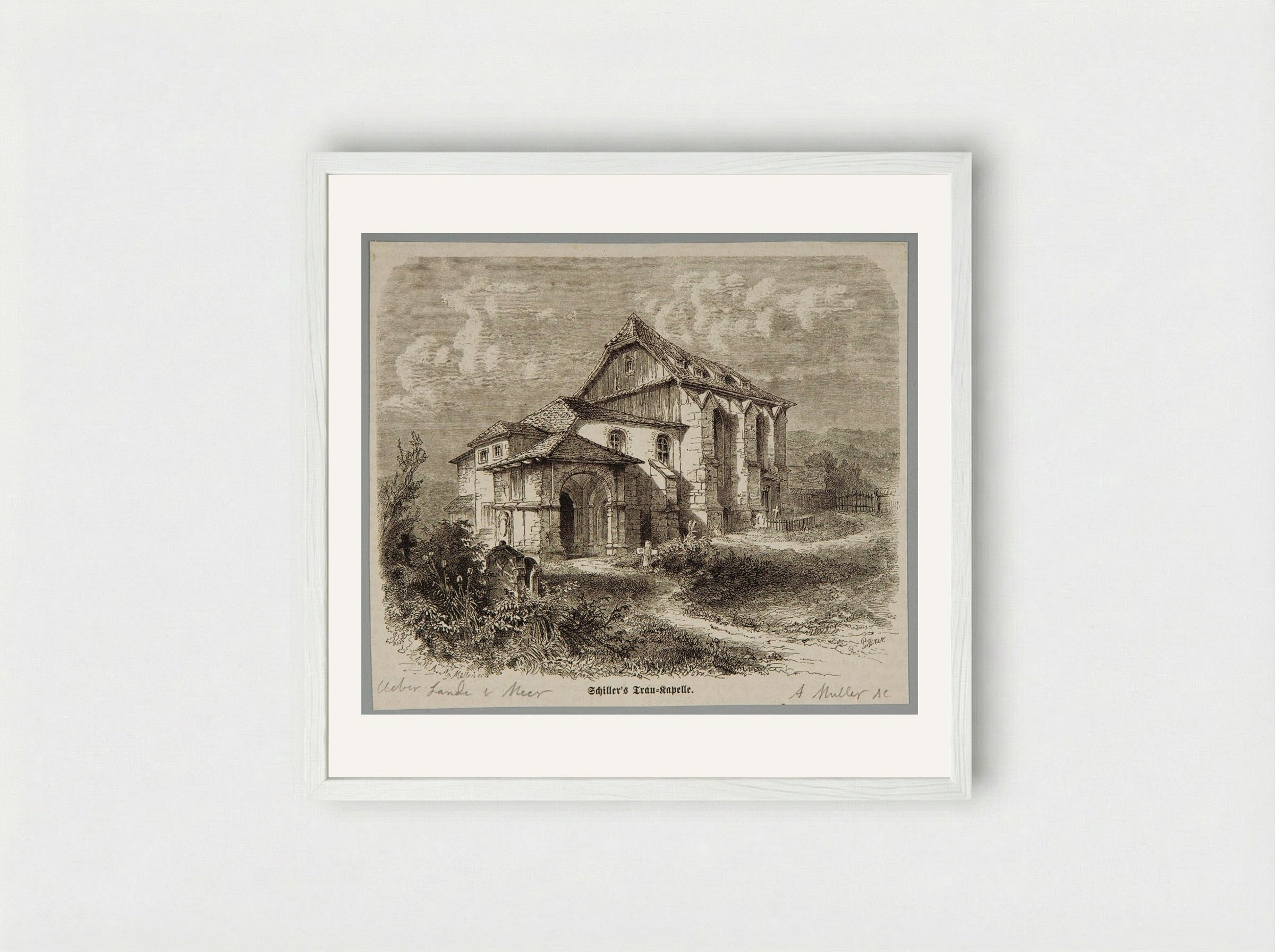 Schiller's Trau-Kapelle - A. Müller - Framed Print White