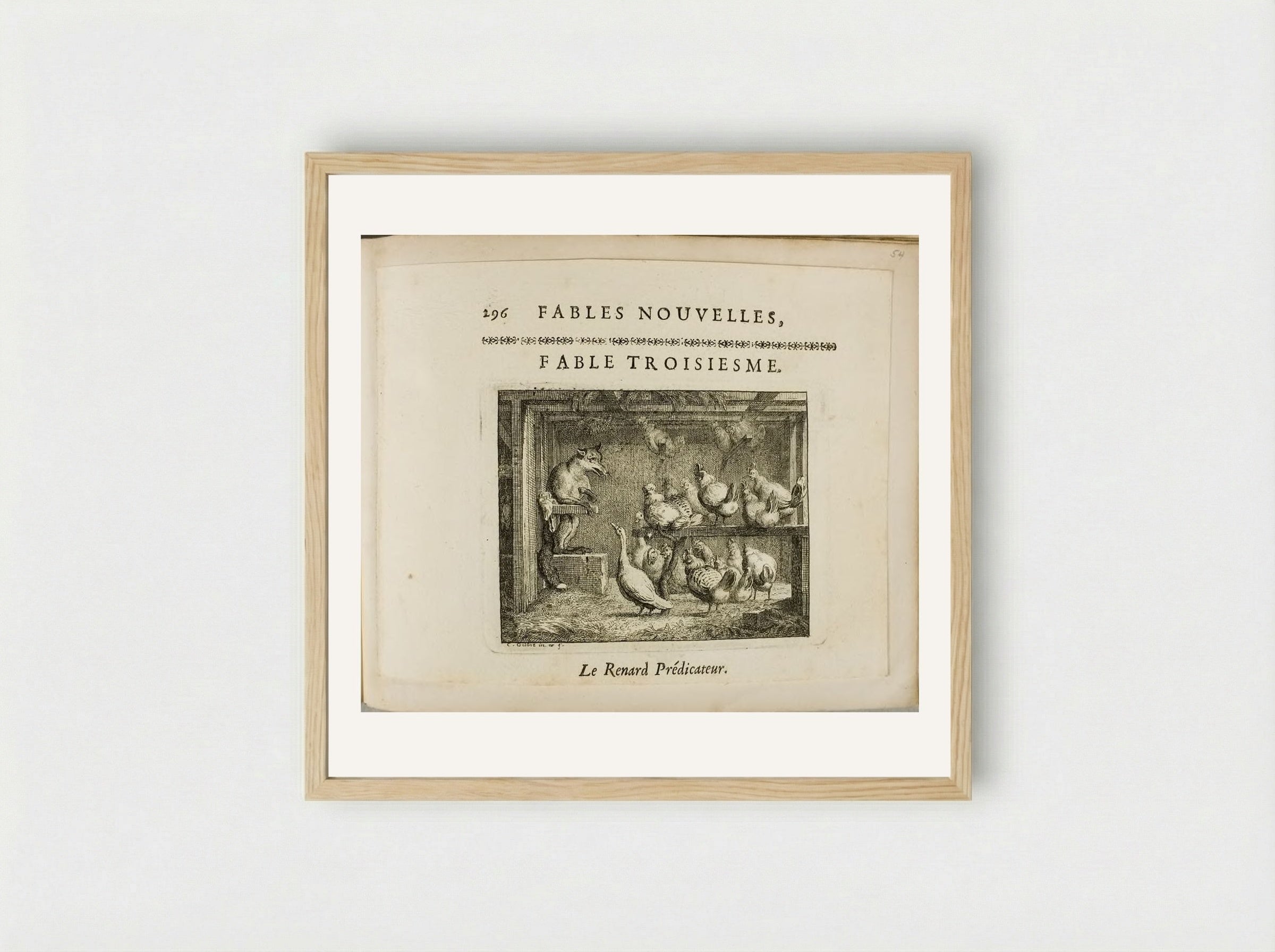 The Preacher Fox - Claude Gillot - Framed Print Wood
