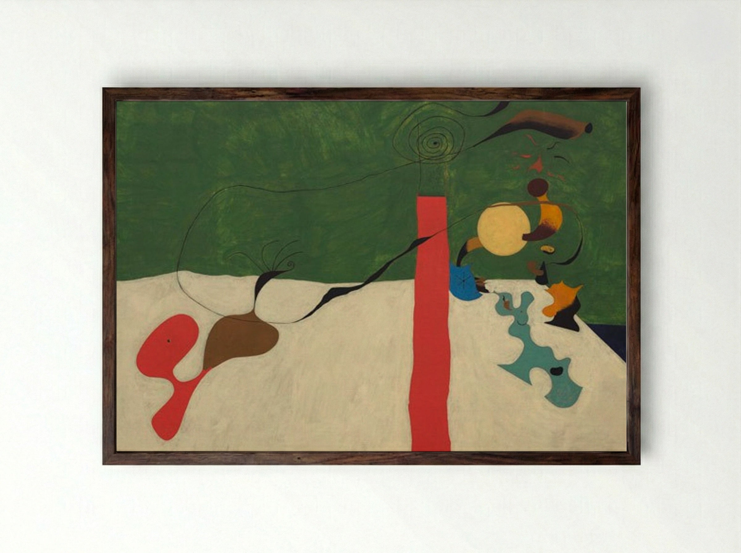 Still Life with Lamp - Joan Miró - Framed Print Dark Wood