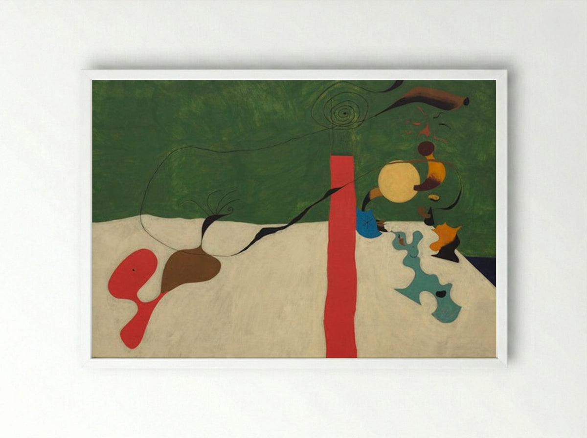 Still Life with Lamp - Joan Miró - Framed Print White