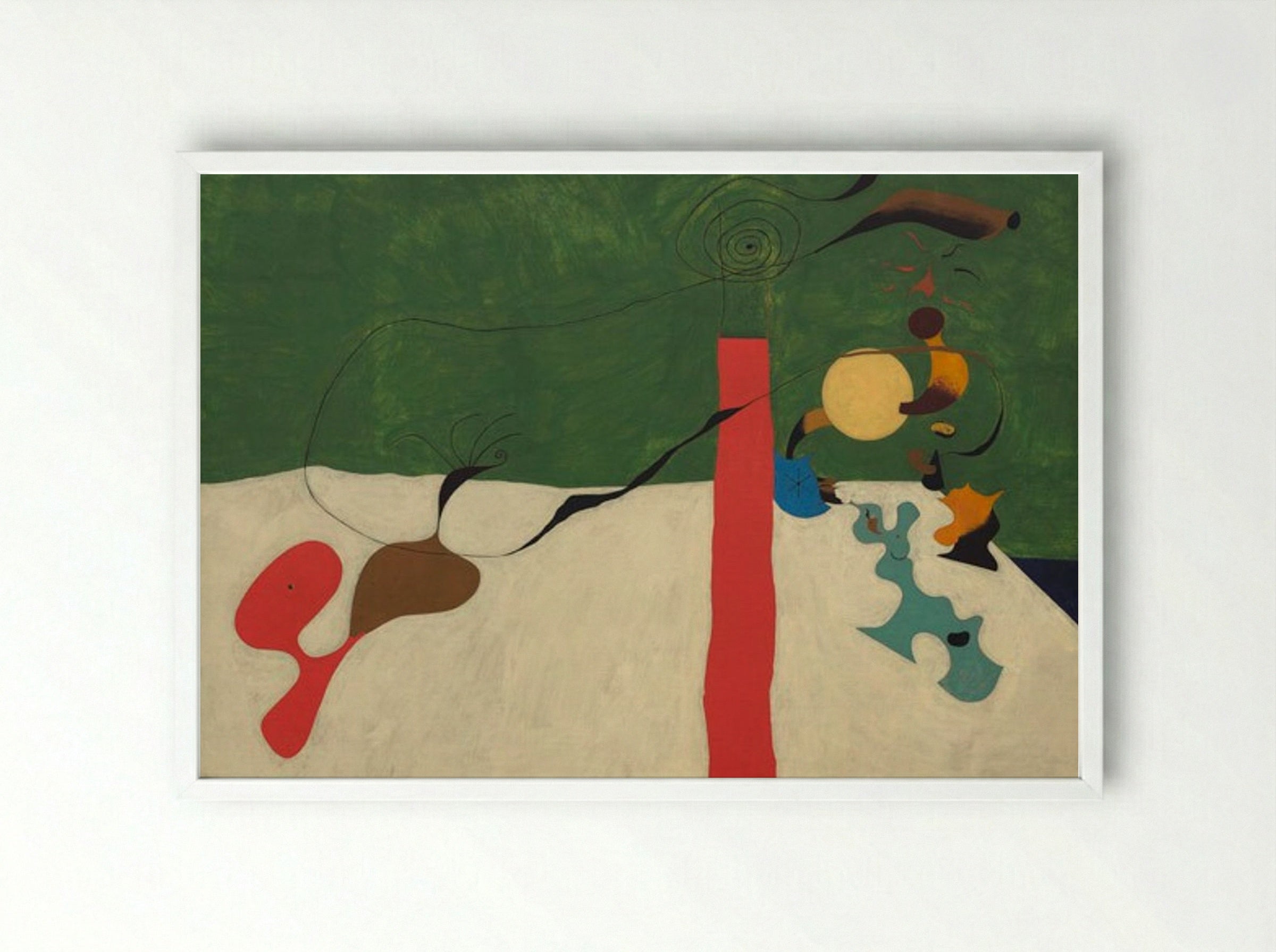 Still Life with Lamp - Joan Miró - Framed Print White
