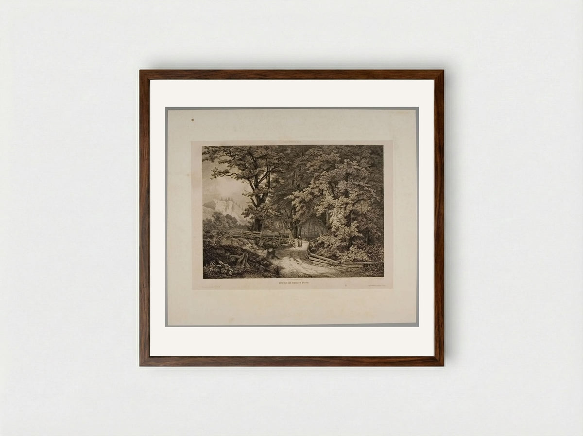 Motiv aus der Ramsau in Bayern - Karl Borromäus Post - Framed Print Dark Wood