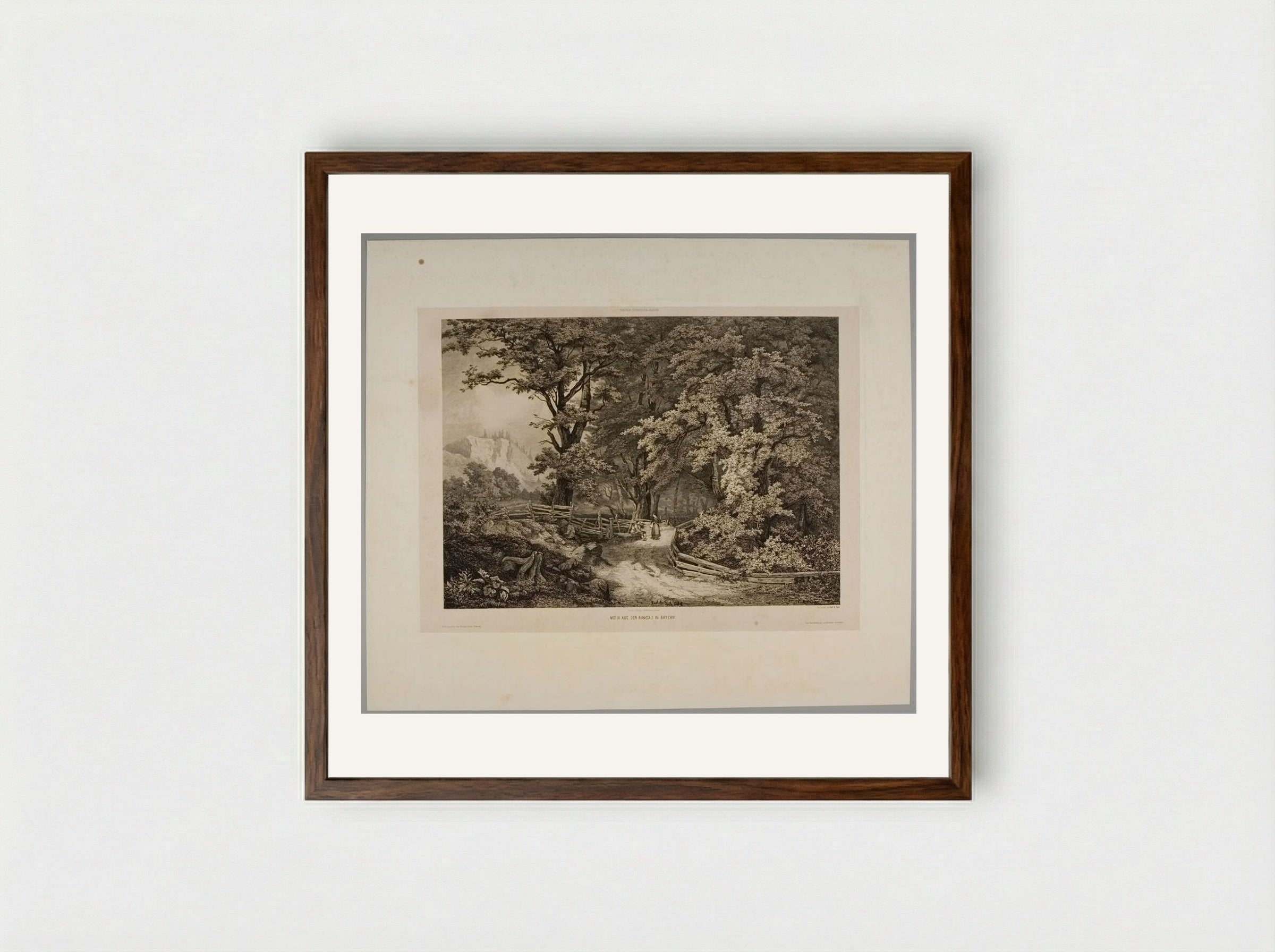Motiv aus der Ramsau in Bayern - Karl Borromäus Post - Framed Print Dark Wood