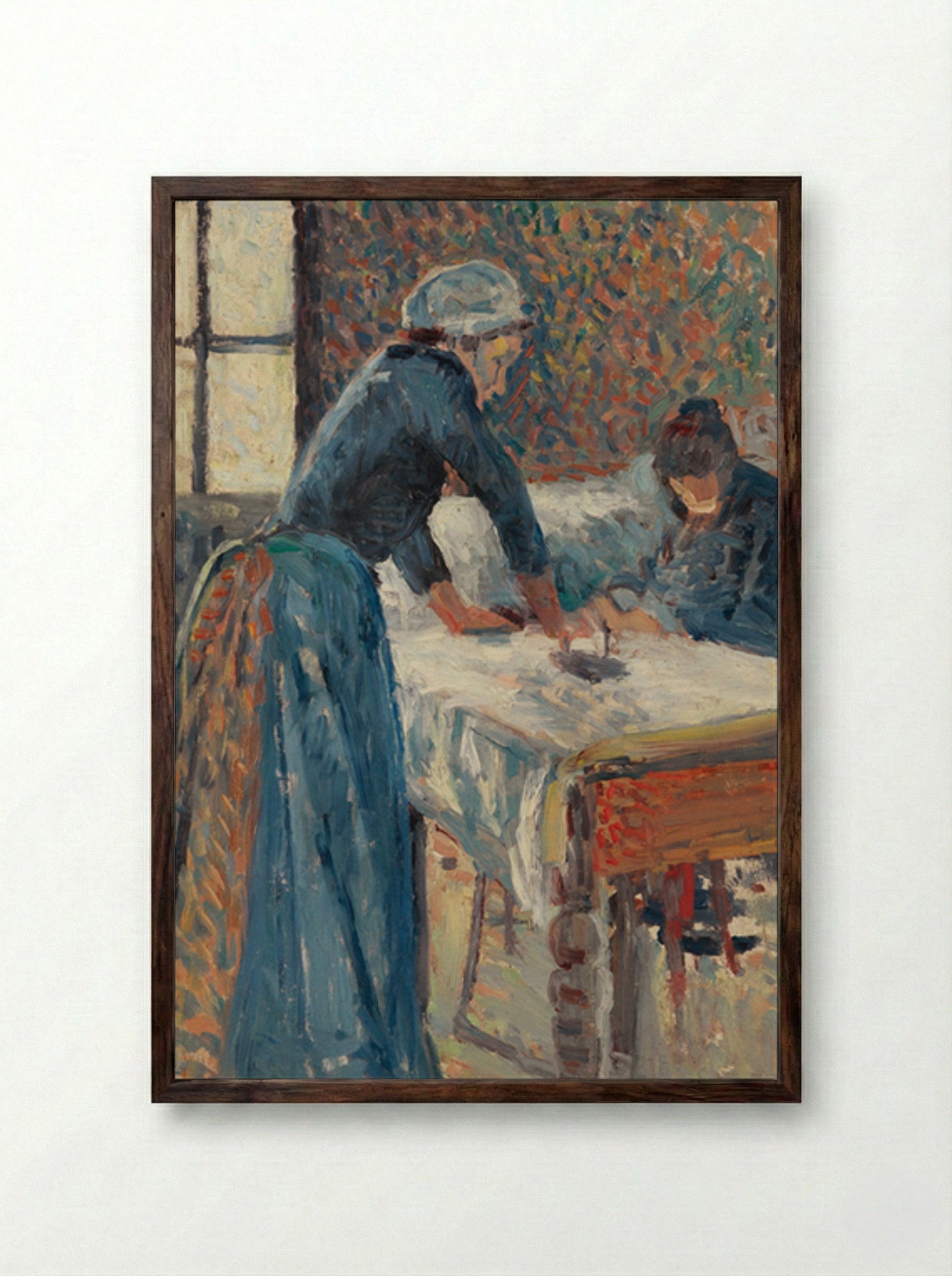 La Repasseuse - Maximilien Luce - Framed Print Dark Wood