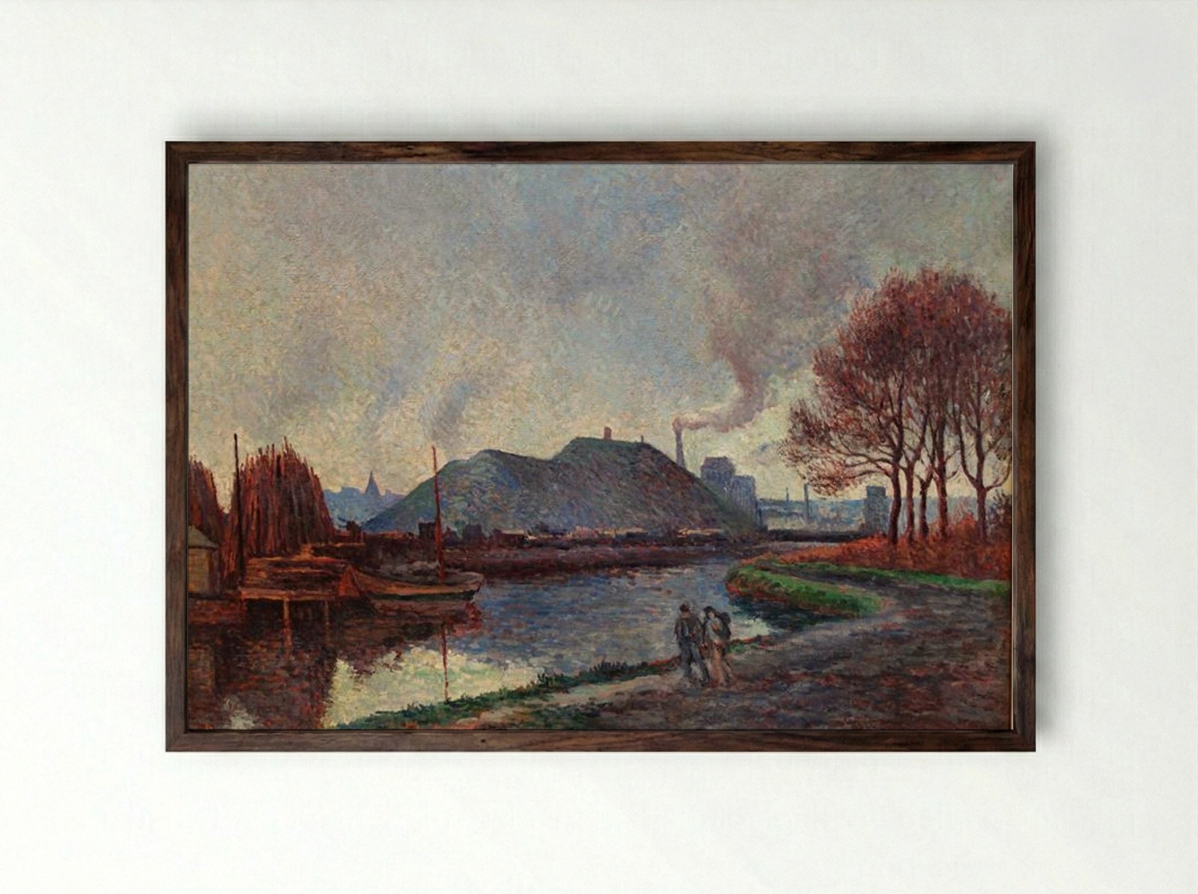 The River Sambre at Charleroi - Maximilien Luce - Framed Print Dark Wood