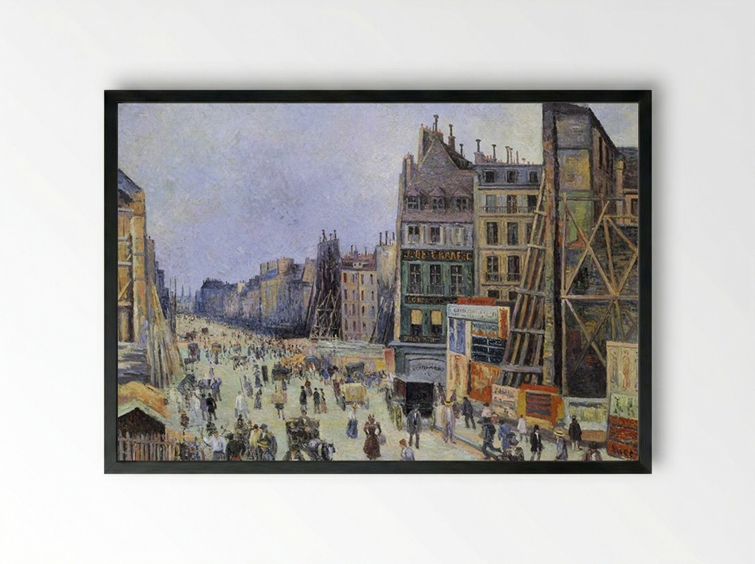 The Opening of Rue Réaumur - Maximilien Luce - Framed Print Black