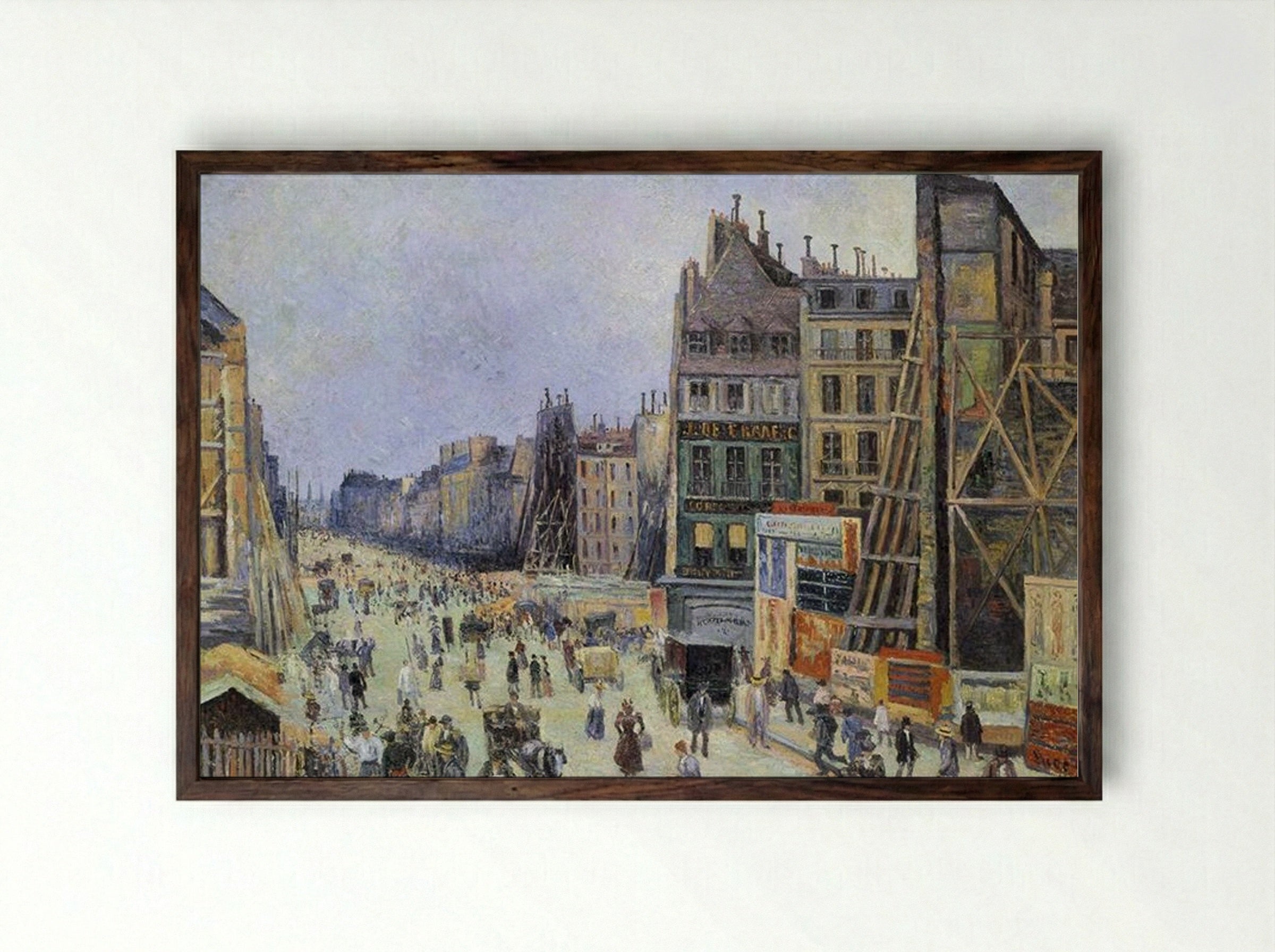The Opening of Rue Réaumur - Maximilien Luce - Framed Print Dark Wood