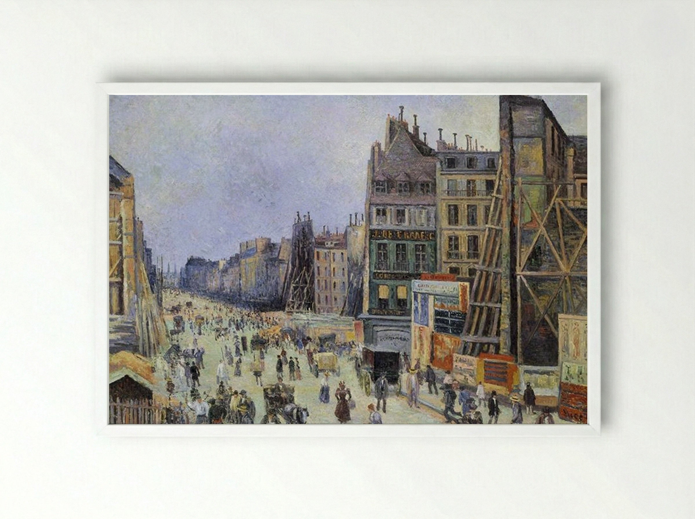The Opening of Rue Réaumur - Maximilien Luce - Framed Print White