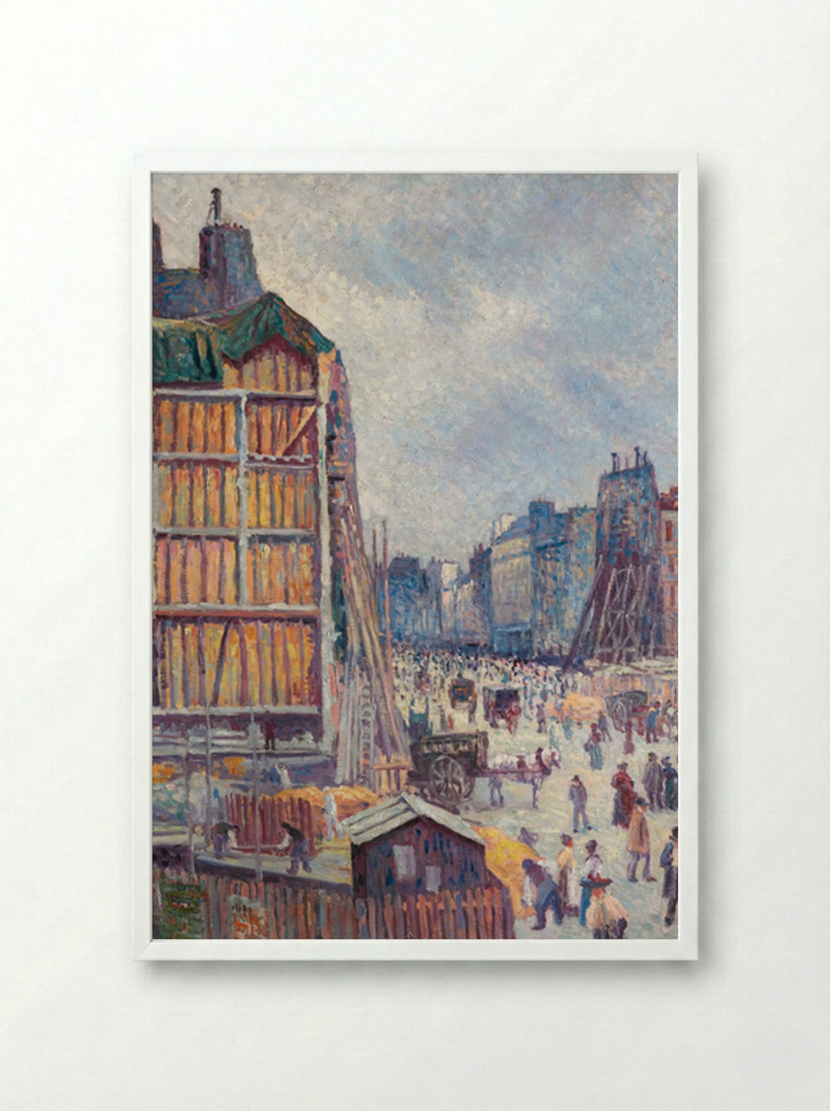 La Rue Réaumur - Maximilien Luce - Framed Print White