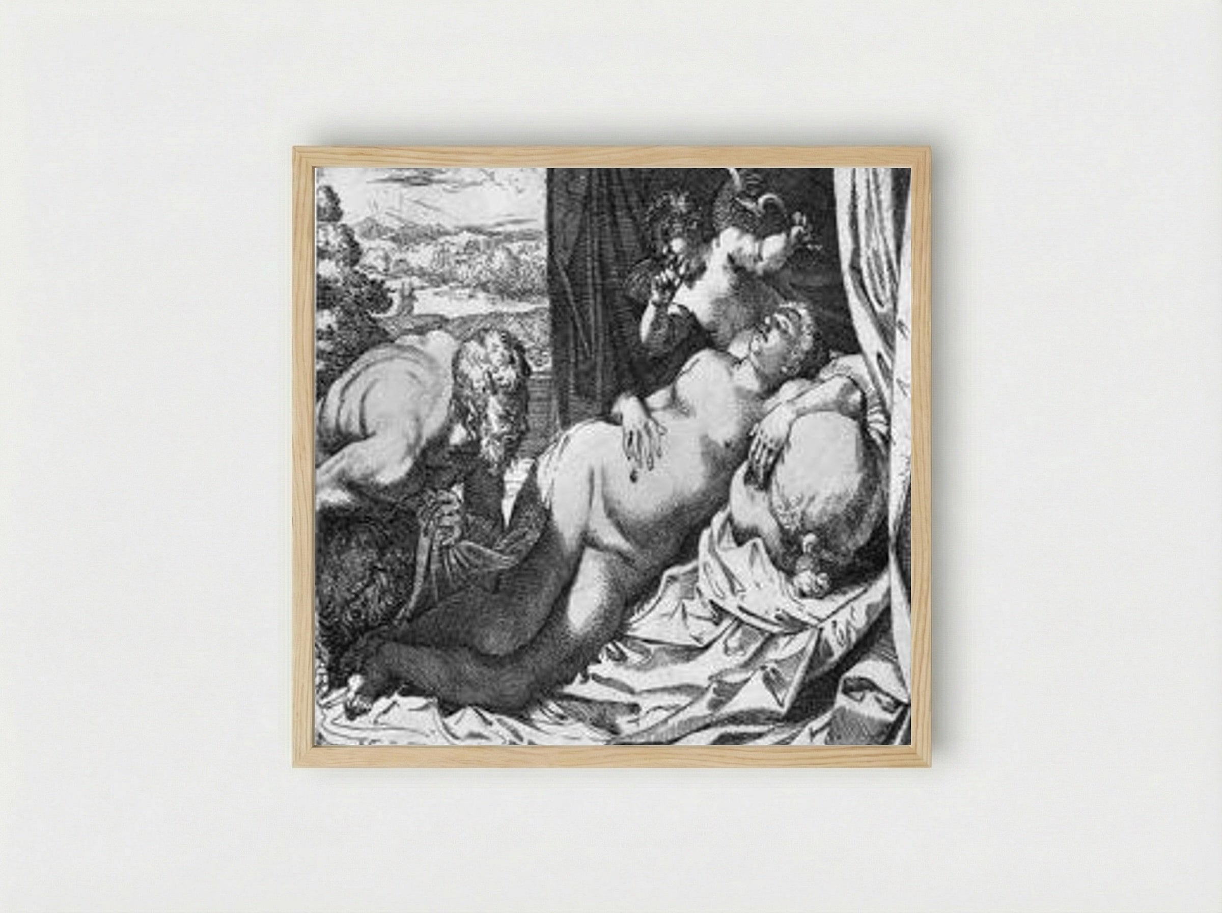 Jupiter and Antiope - Annibale Carracci - Framed Print Wood