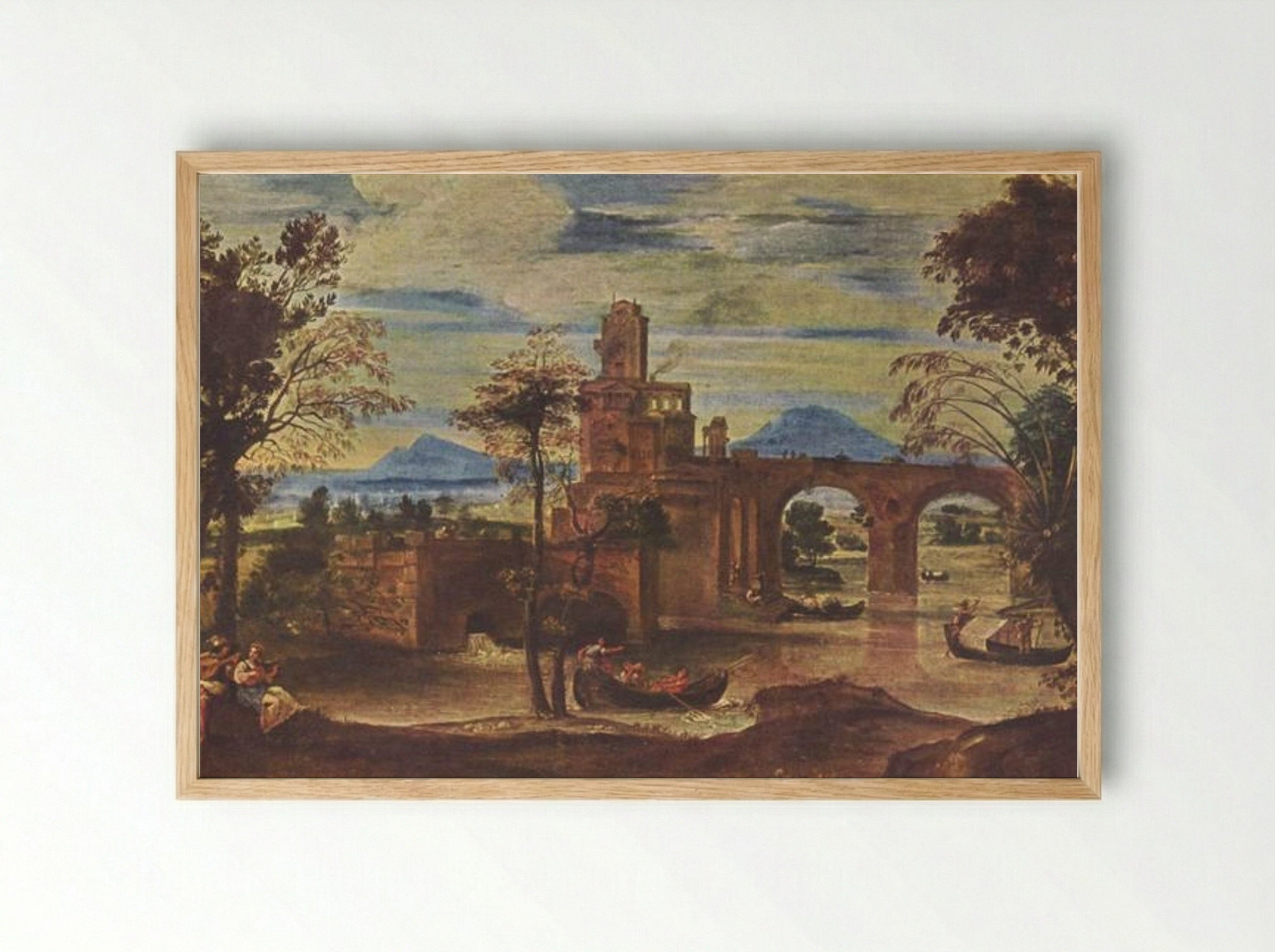 Römische Landschaft (Roman Landscape) - Annibale Carracci - Framed Print Wood