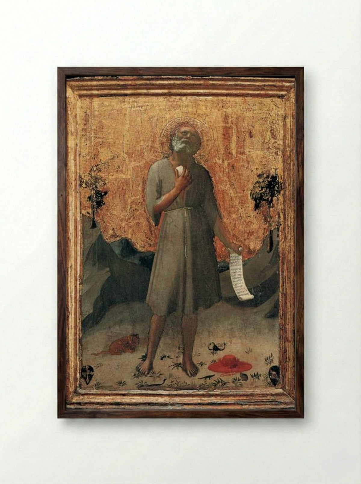 Penitent St. Jerome - Fra Angelico - Framed Print Dark Wood