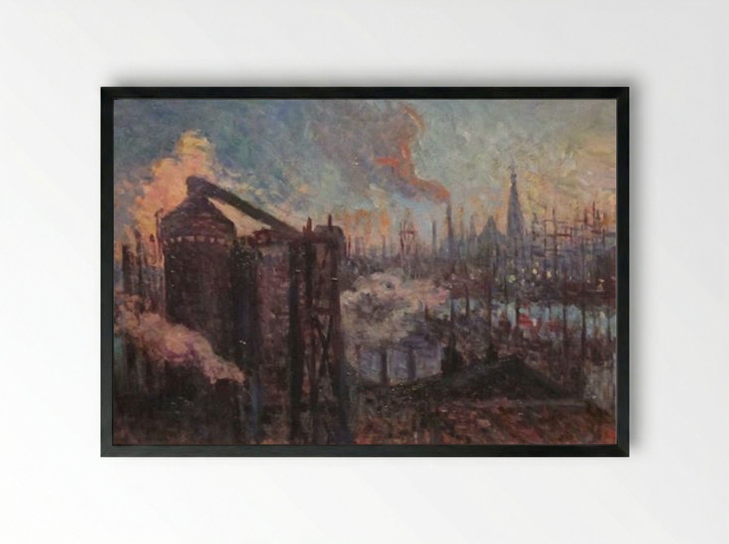 Large Industrial City - Maximilien Luce - Framed Print Black