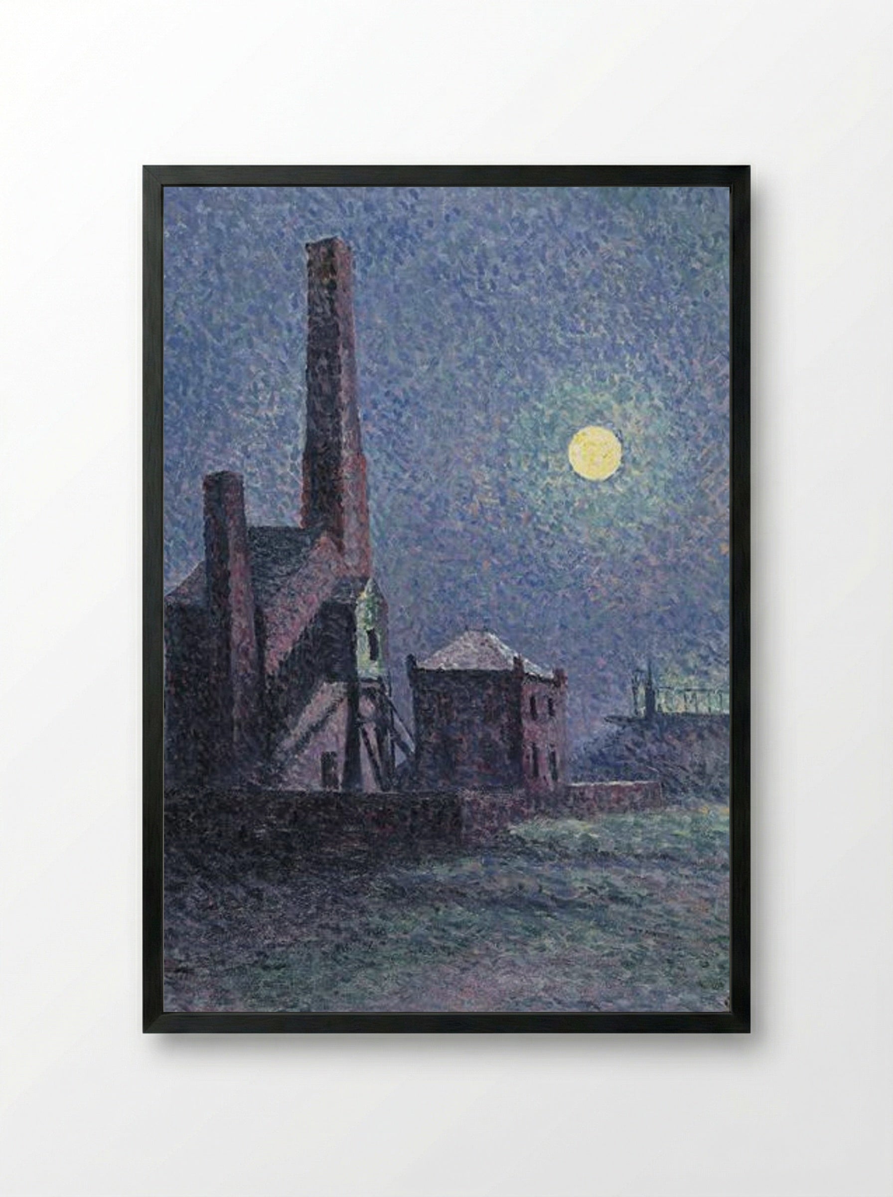 Factory in the Moonlight - Maximilien Luce - Framed Print Black