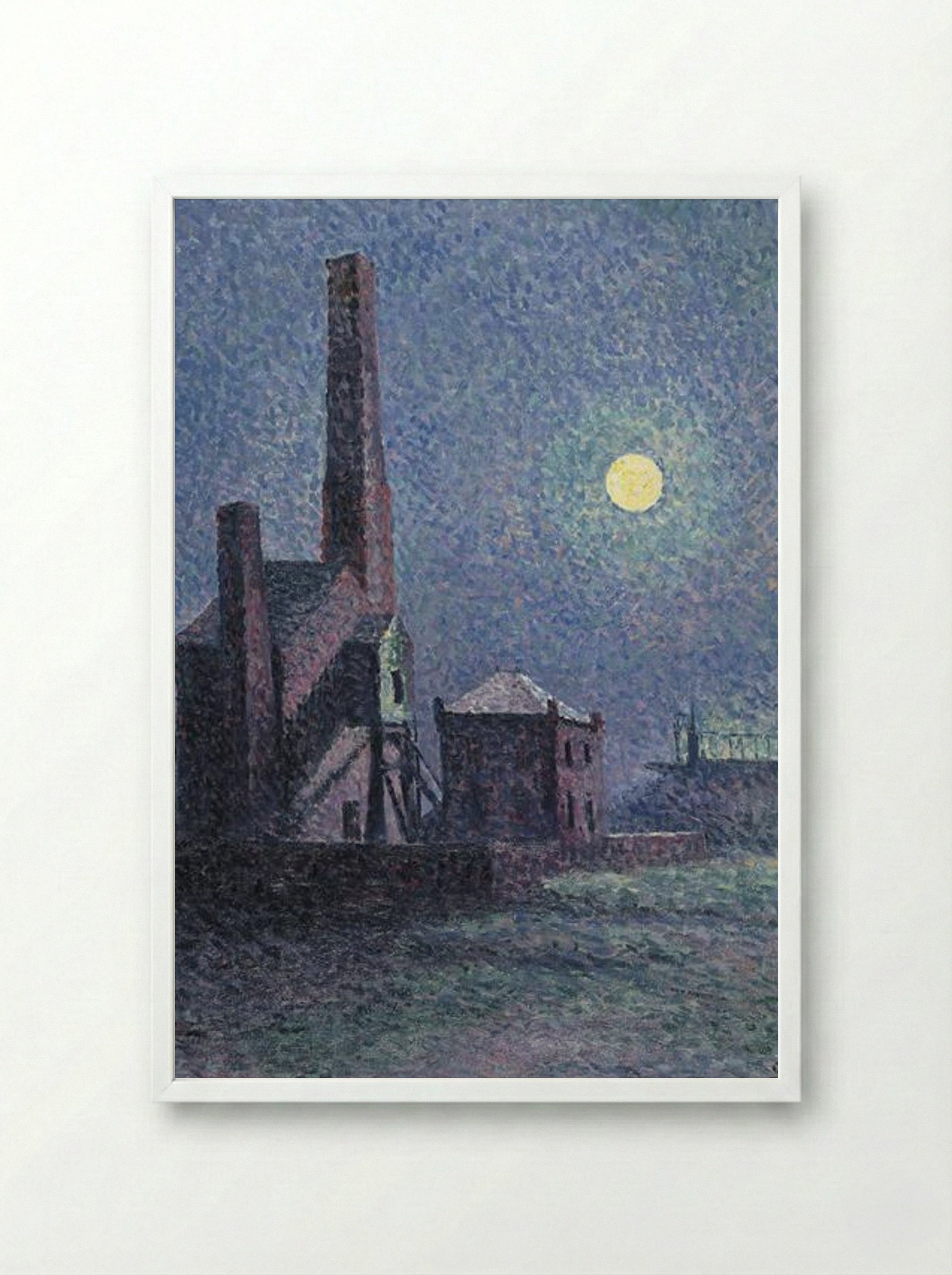 Factory in the Moonlight - Maximilien Luce - Framed Print White