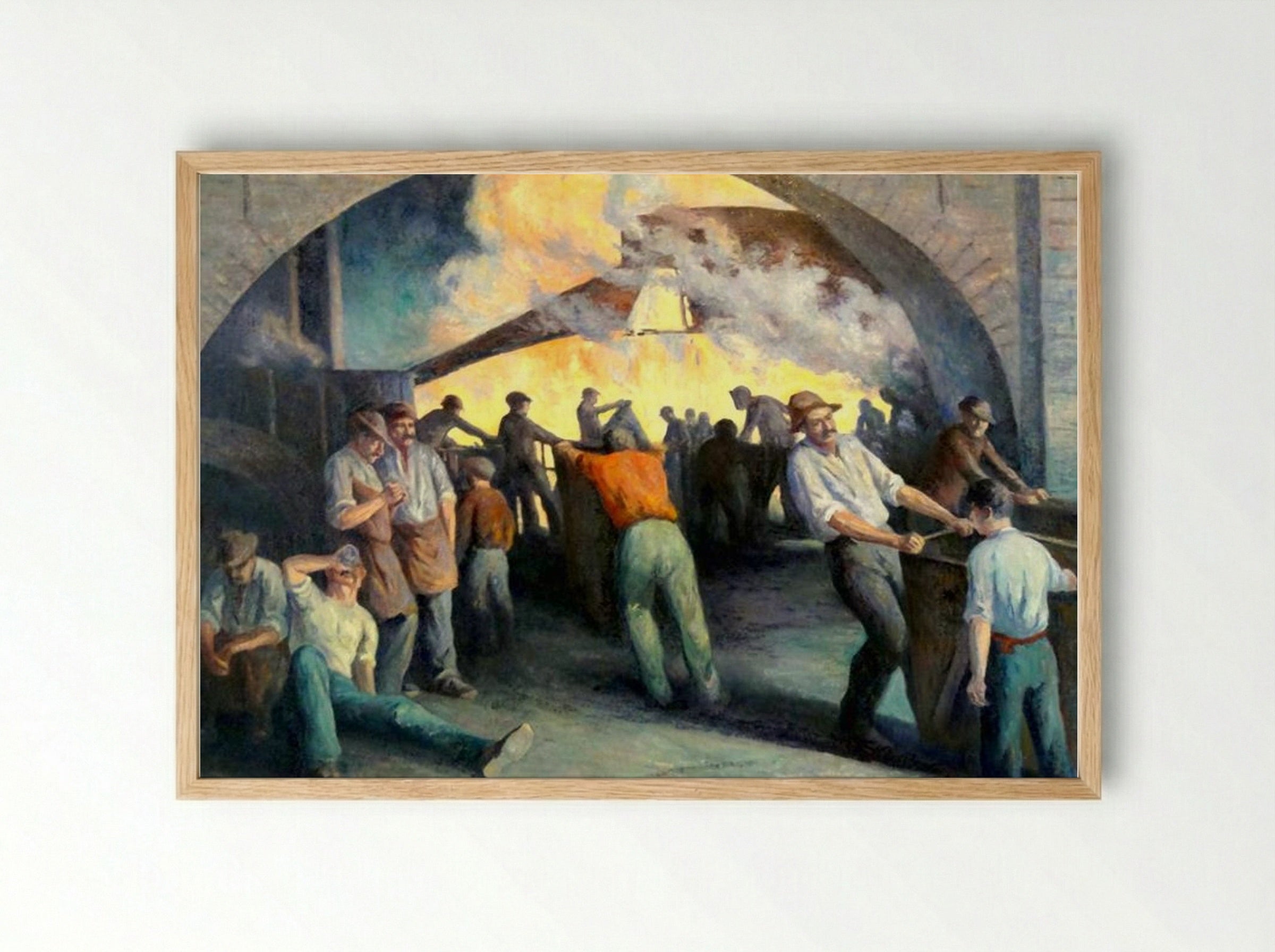 Foundry In Charleroi, La Coulée - Maximilien Luce - Framed Print Wood