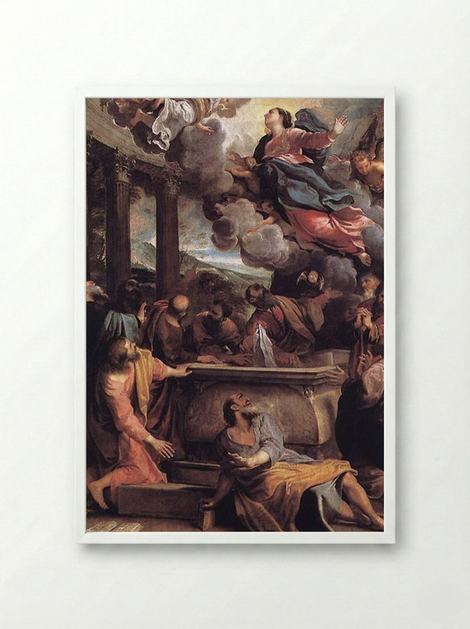 The Assumption of the Virgin - Annibale Carracci - Framed Print White