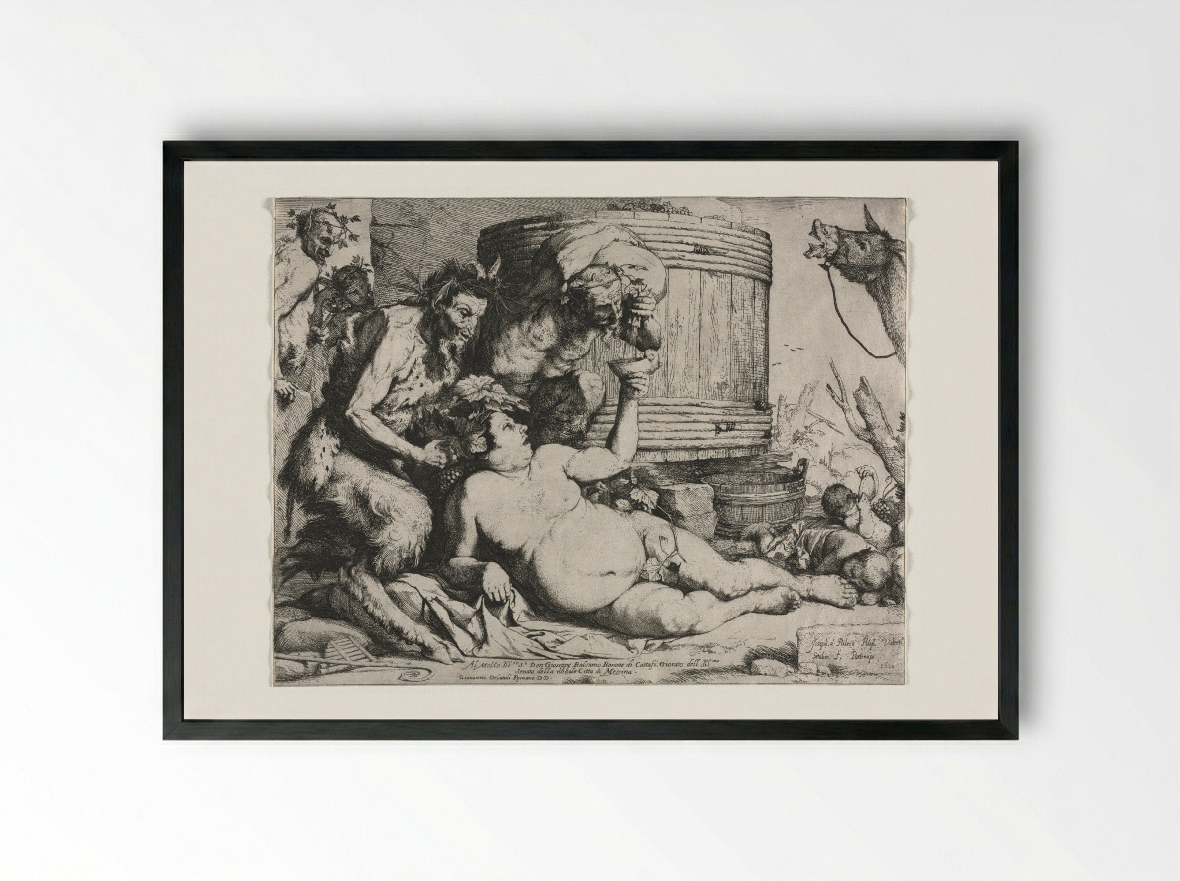 The Drunken Silenus - Jusepe de Ribera - Framed Print Black
