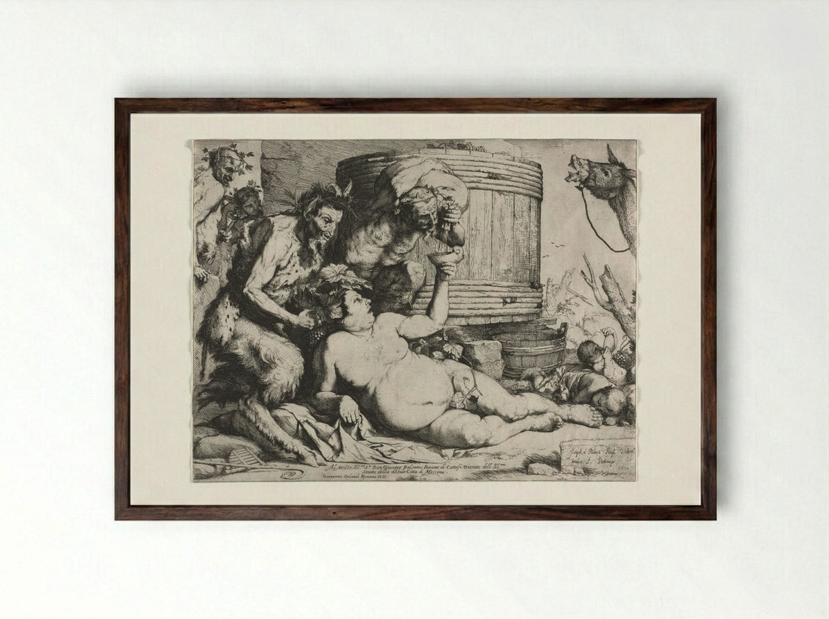 The Drunken Silenus - Jusepe de Ribera - Framed Print Dark Wood