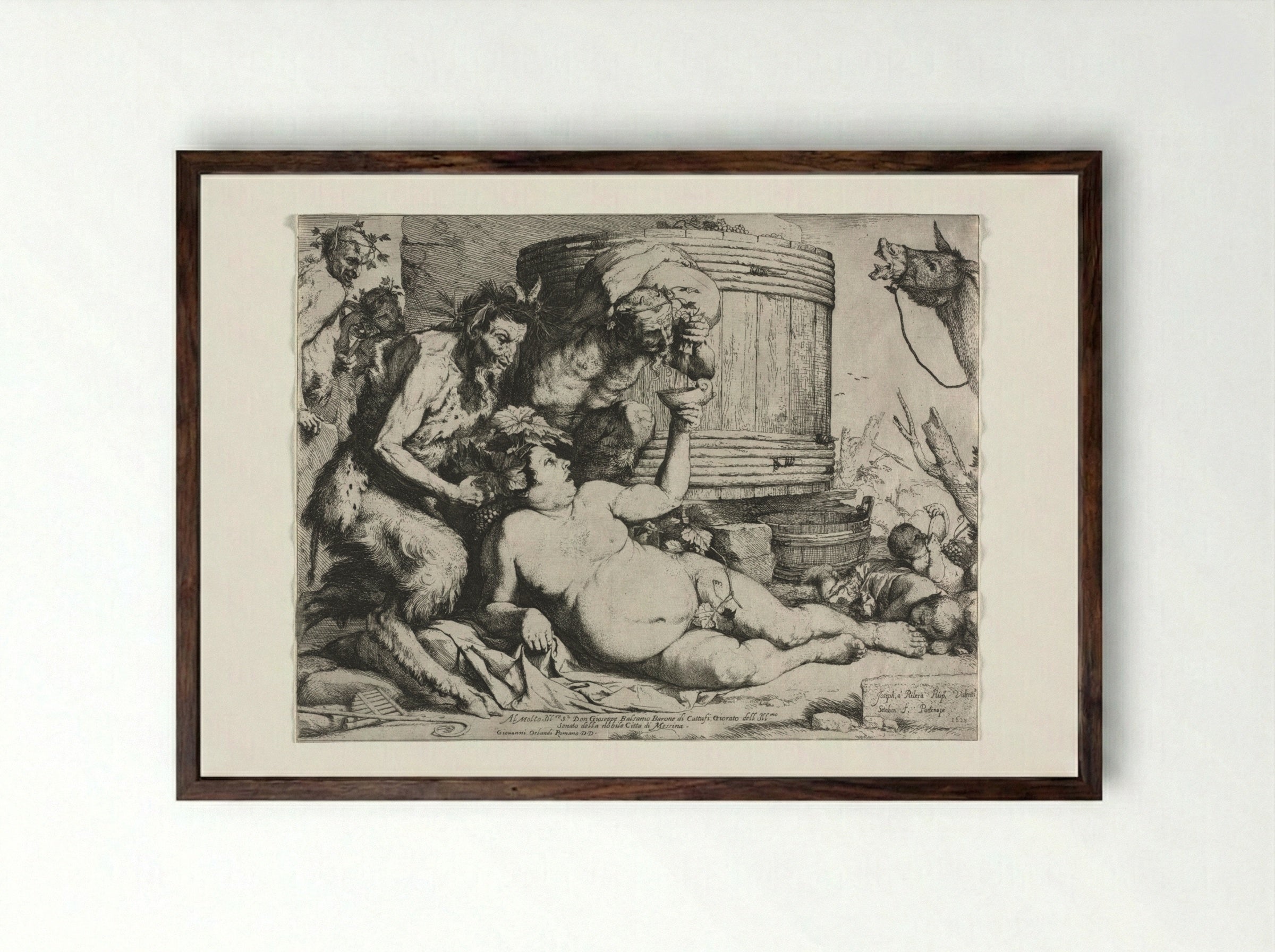 The Drunken Silenus - Jusepe de Ribera - Framed Print Dark Wood