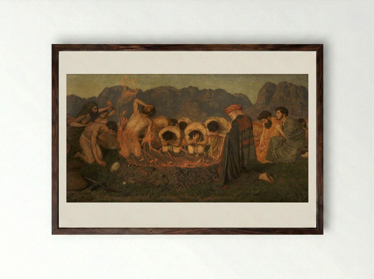 Elijah's Sacrifice - Albert Joseph Moore - Framed Print Dark Wood