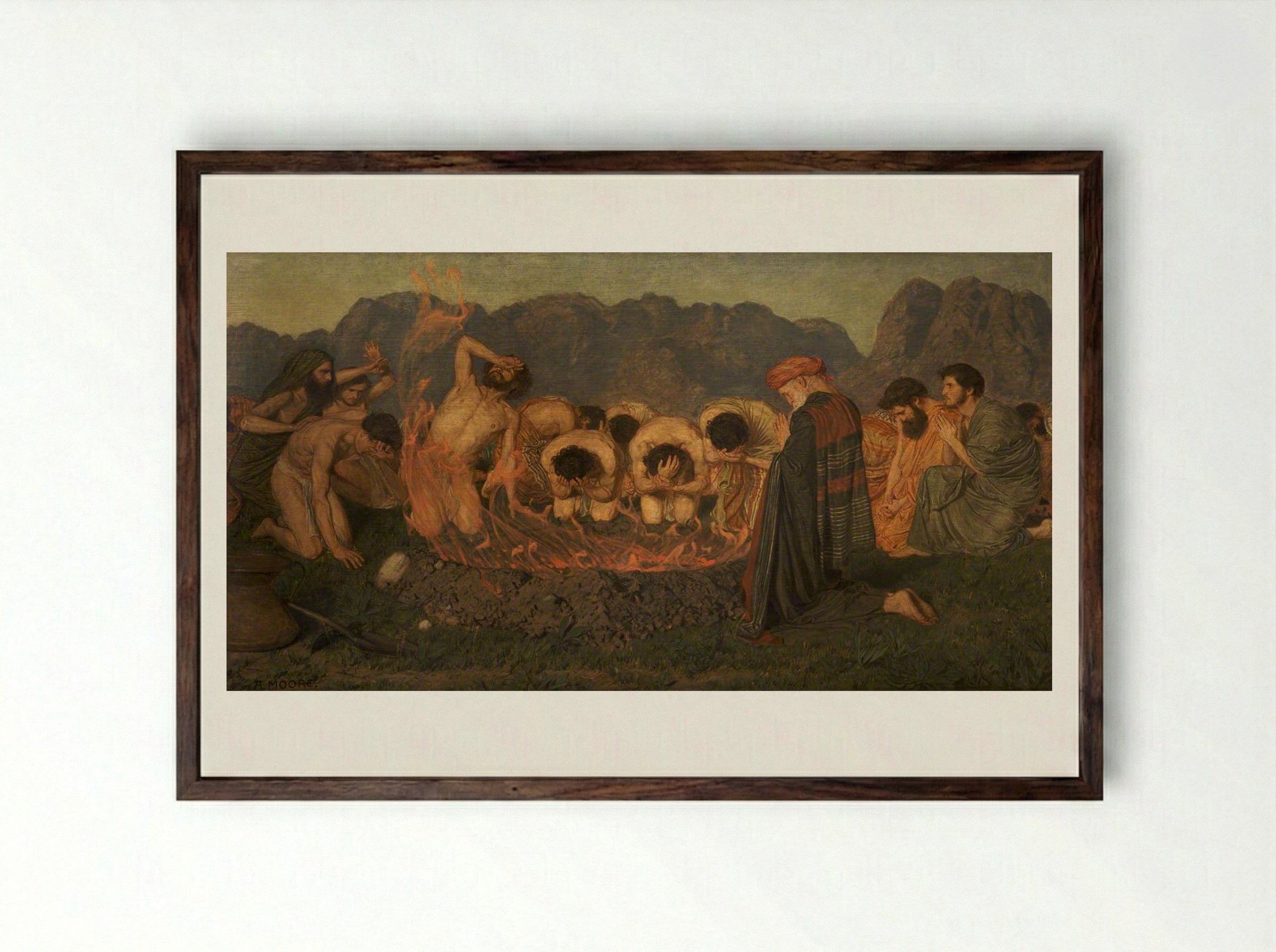 Elijah's Sacrifice - Albert Joseph Moore - Framed Print Dark Wood