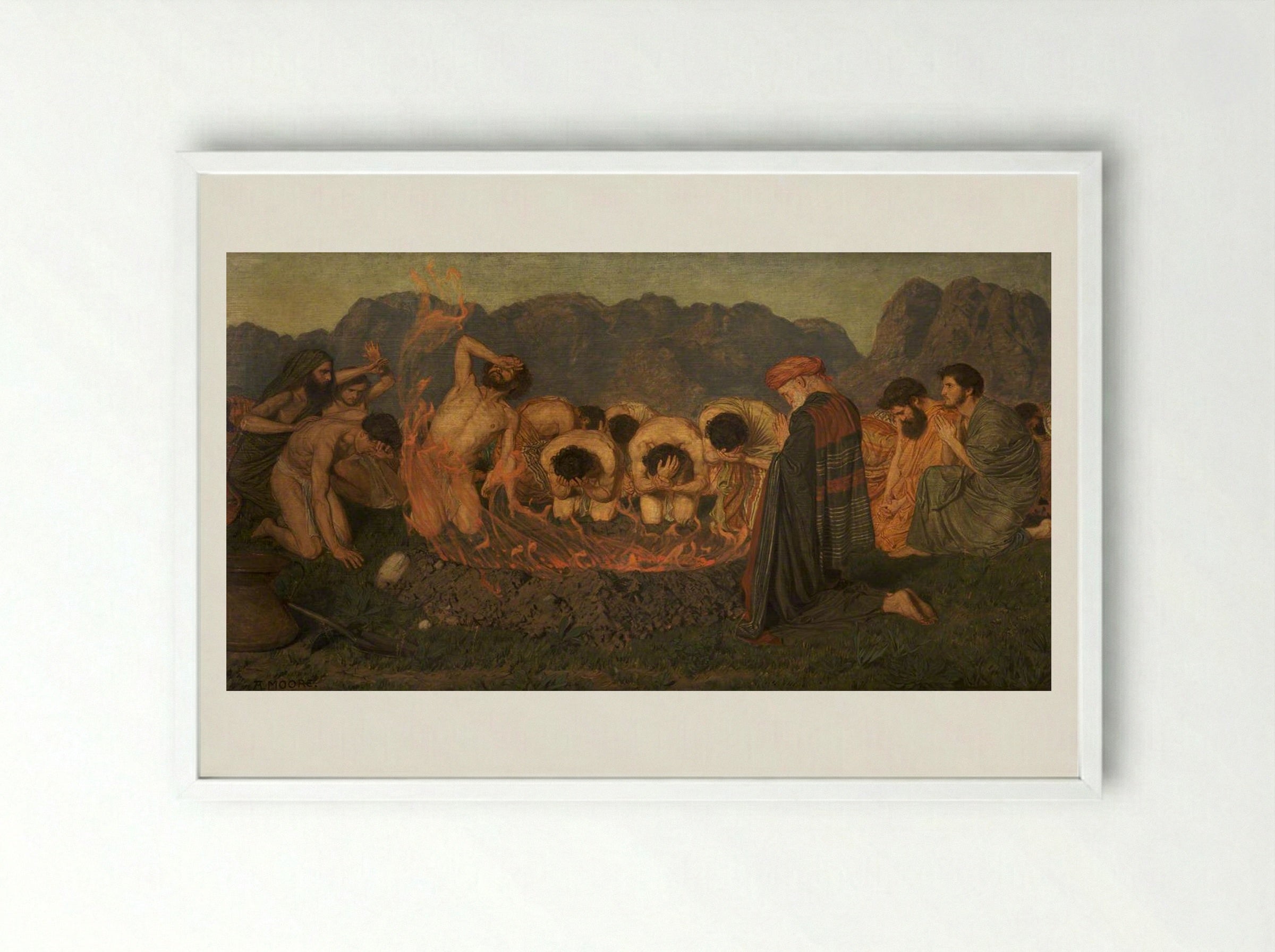 Elijah's Sacrifice - Albert Joseph Moore - Framed Print White