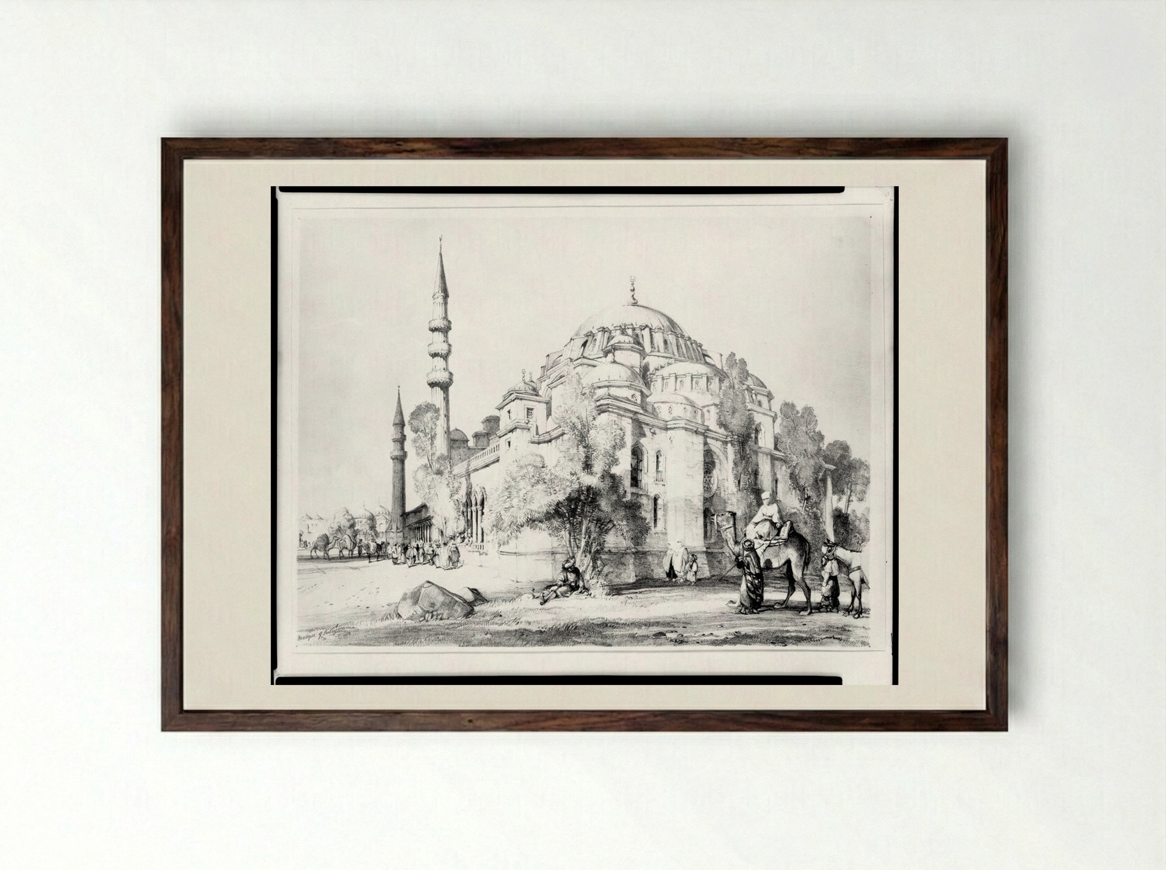 Mosque of Suleimaniyeh - John Frederick Lewis - Framed Print Dark Wood