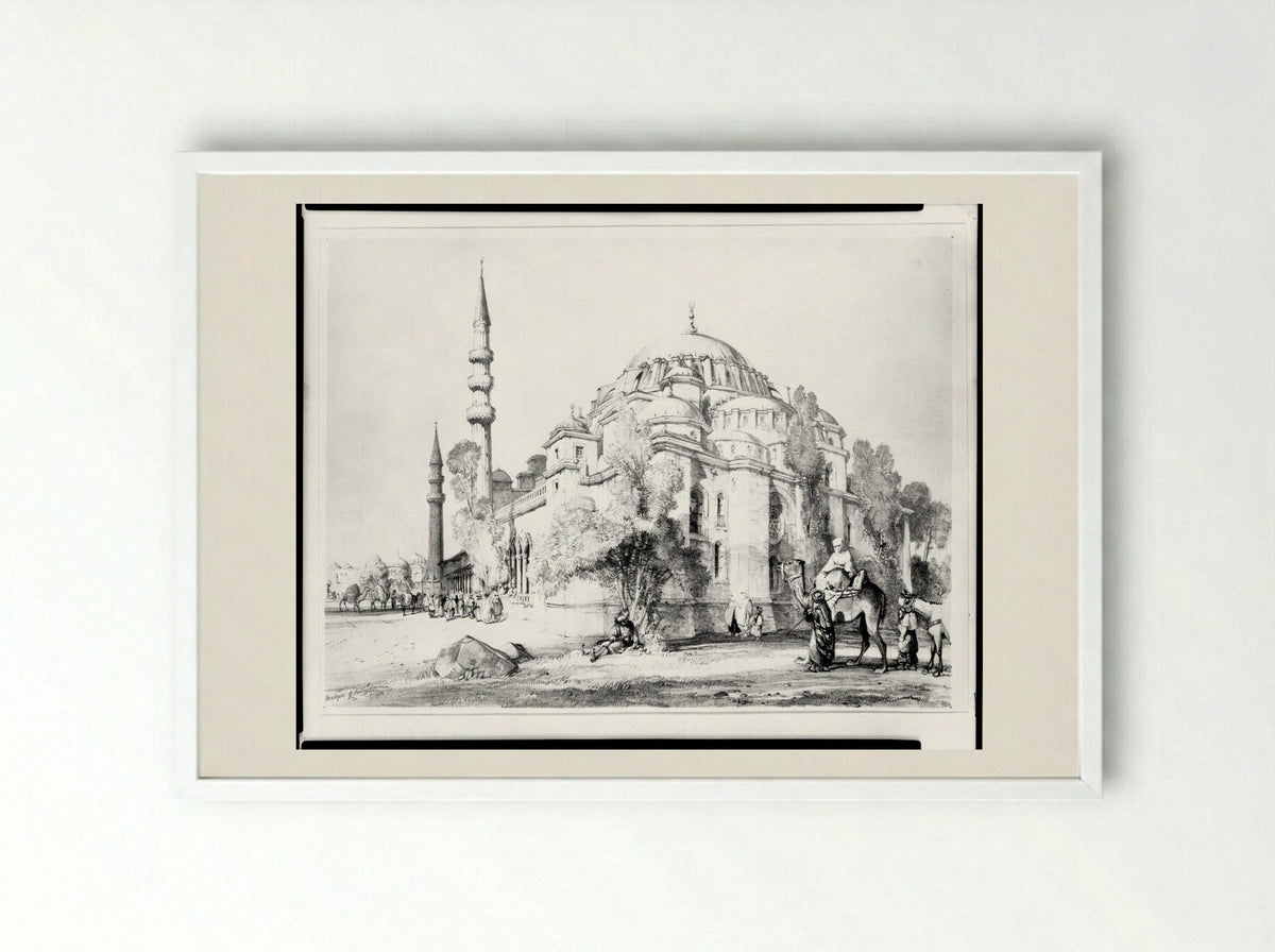 Mosque of Suleimaniyeh - John Frederick Lewis - Framed Print White