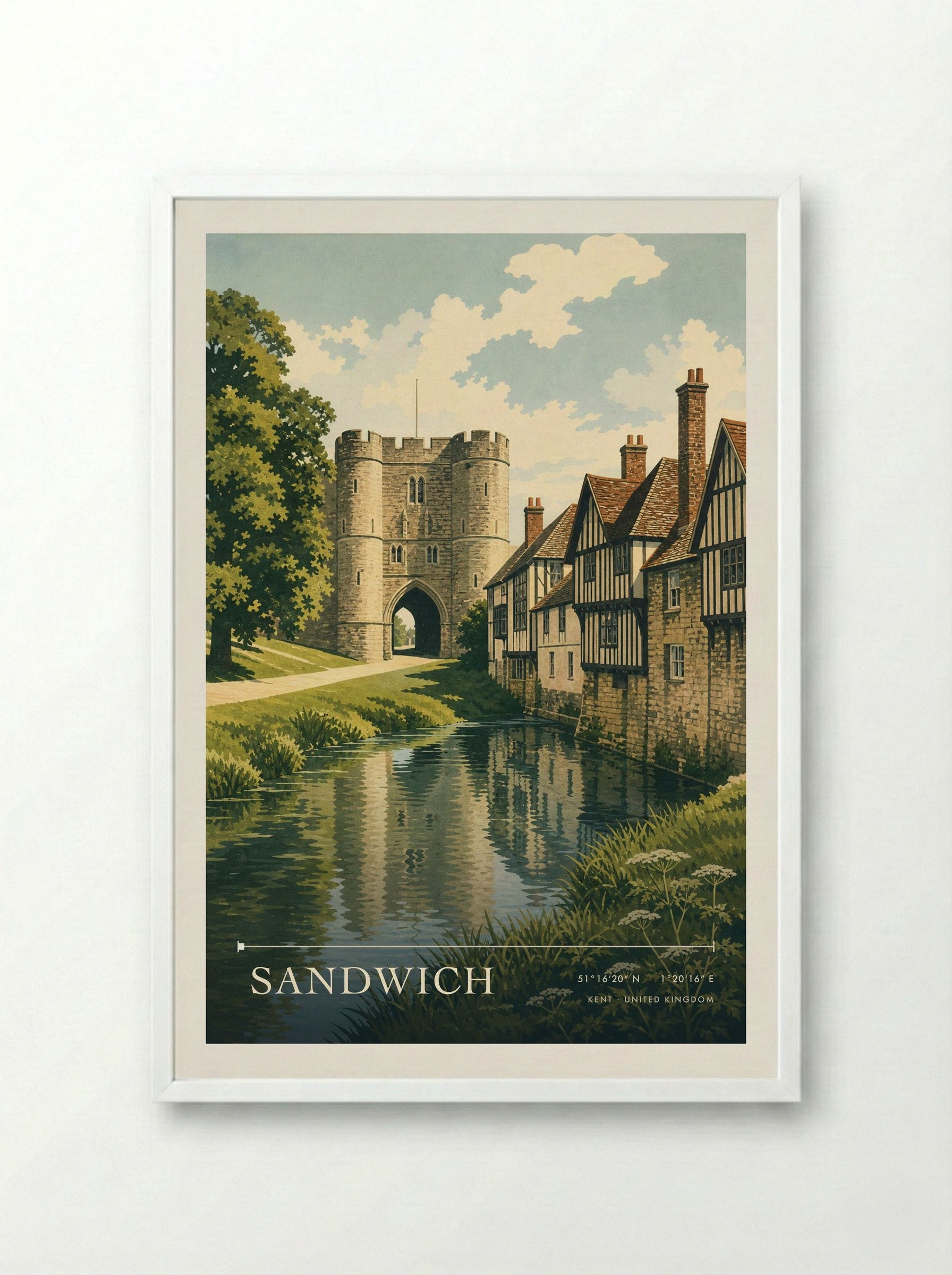 Sandwich Kent United Kingdom Travel Poster - Framed Print White