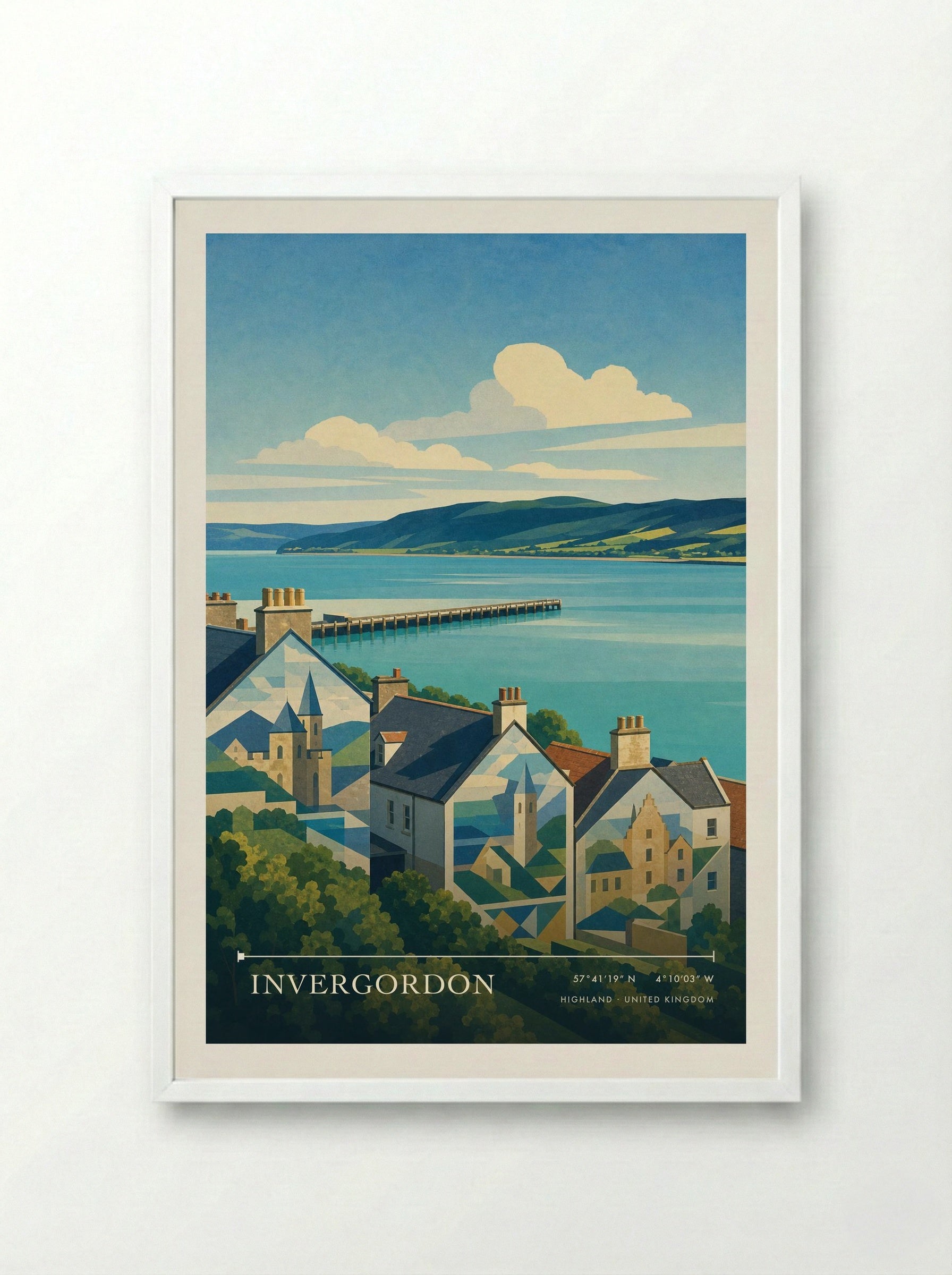 Invergordon Highland United Kingdom Travel Poster - Framed Print White