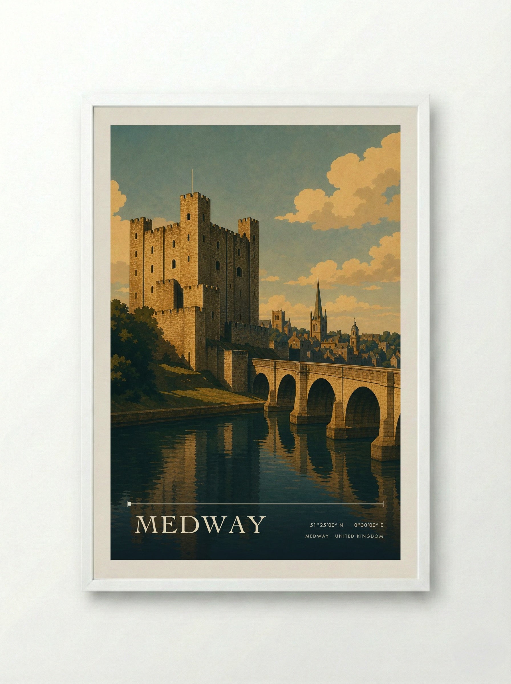 Medway United Kingdom Travel Poster - Framed Print White