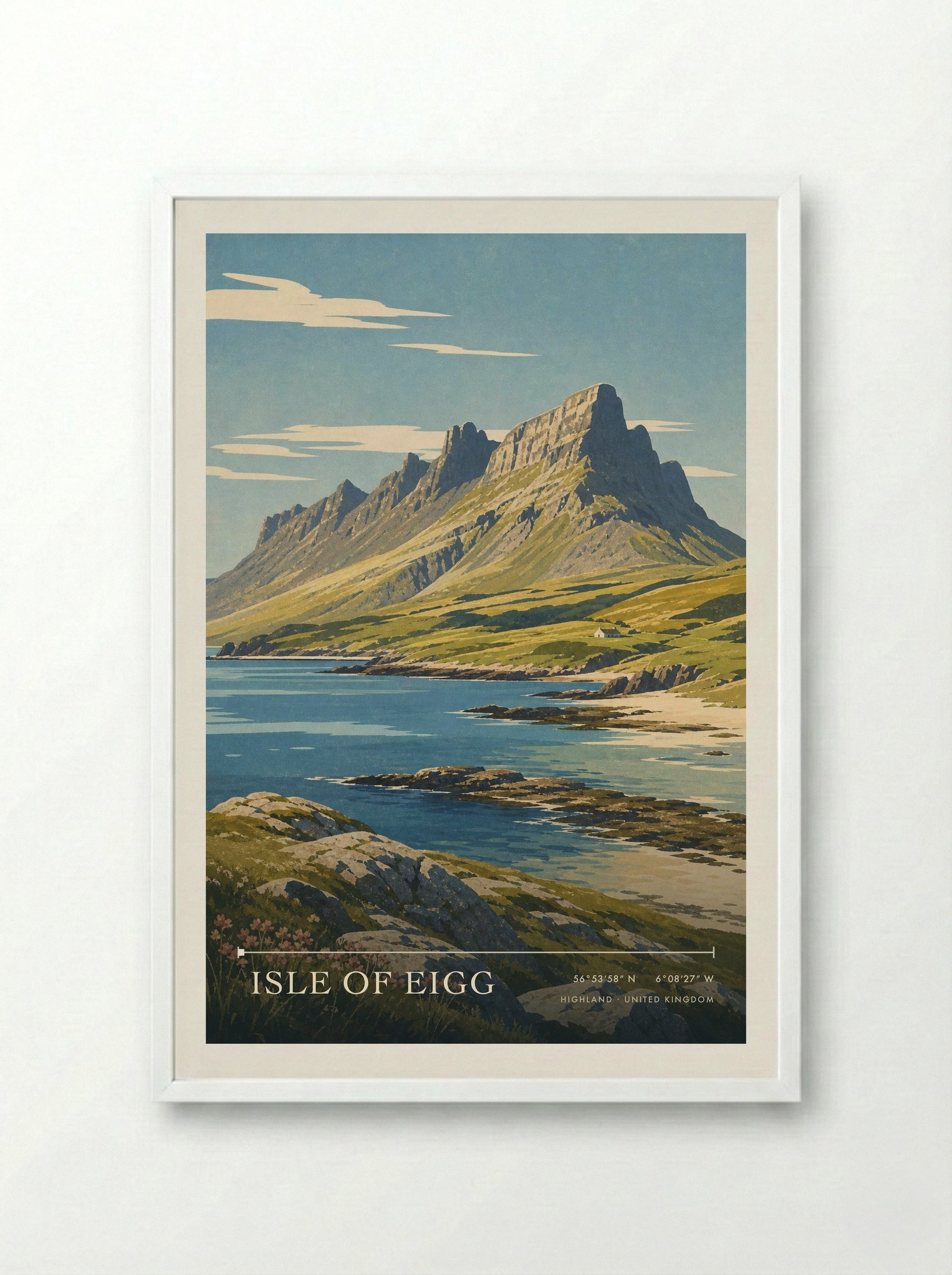 Isle of Eigg Highland United Kingdom Travel Poster - Framed Print White