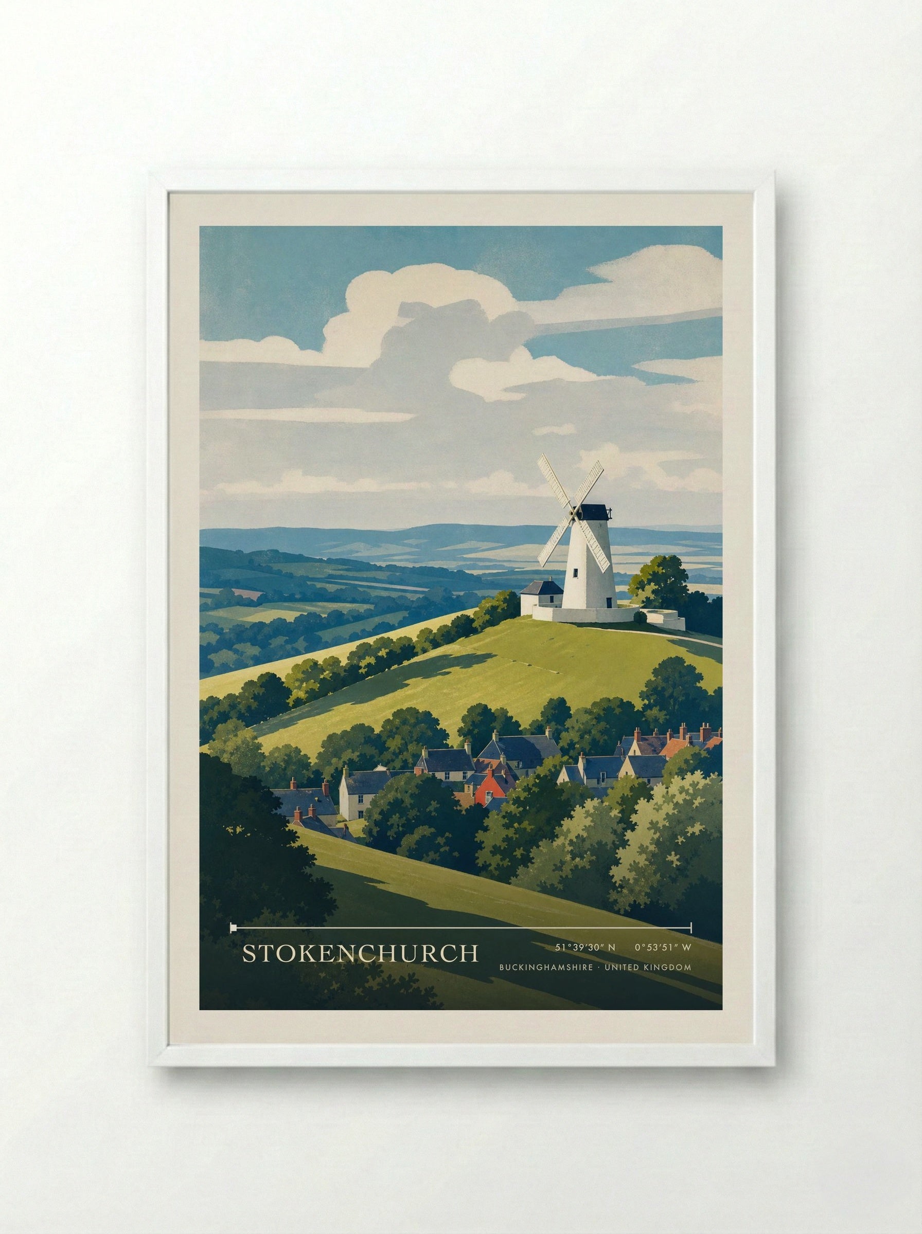 Stokenchurch Buckinghamshire United Kingdom Travel Poster - Framed Print White
