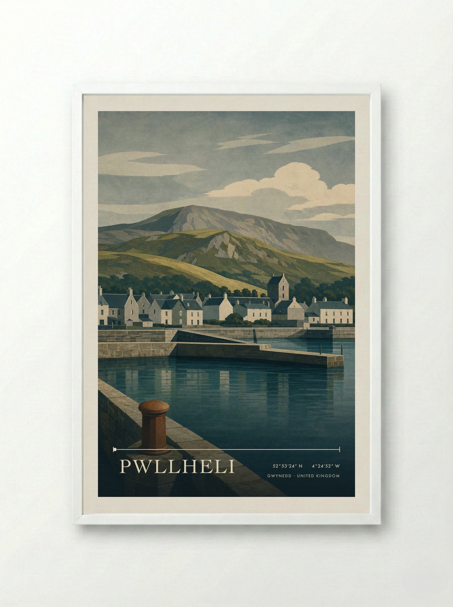 Pwllheli Gwynedd United Kingdom Travel Poster - Framed Print White