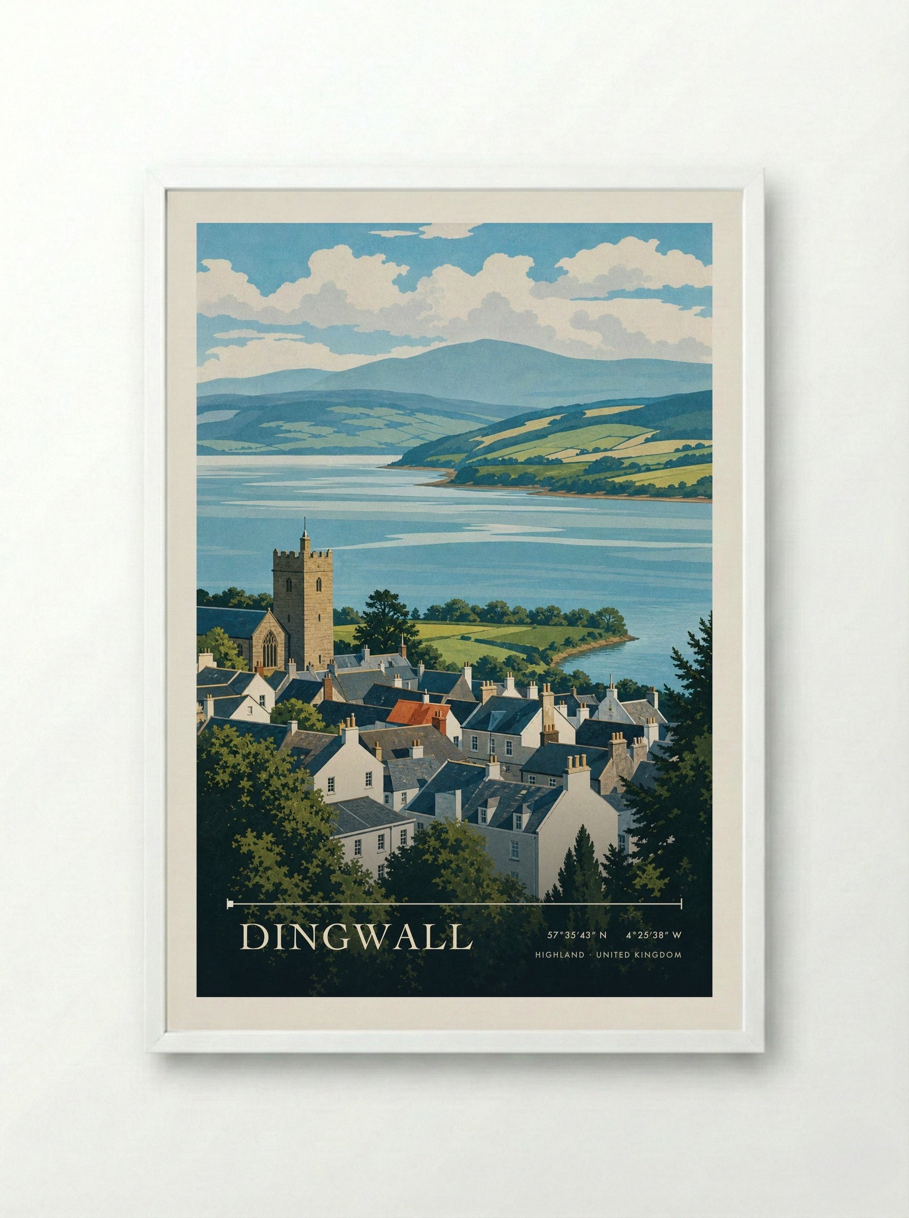 Dingwall Highland United Kingdom Travel Poster - Framed Print White