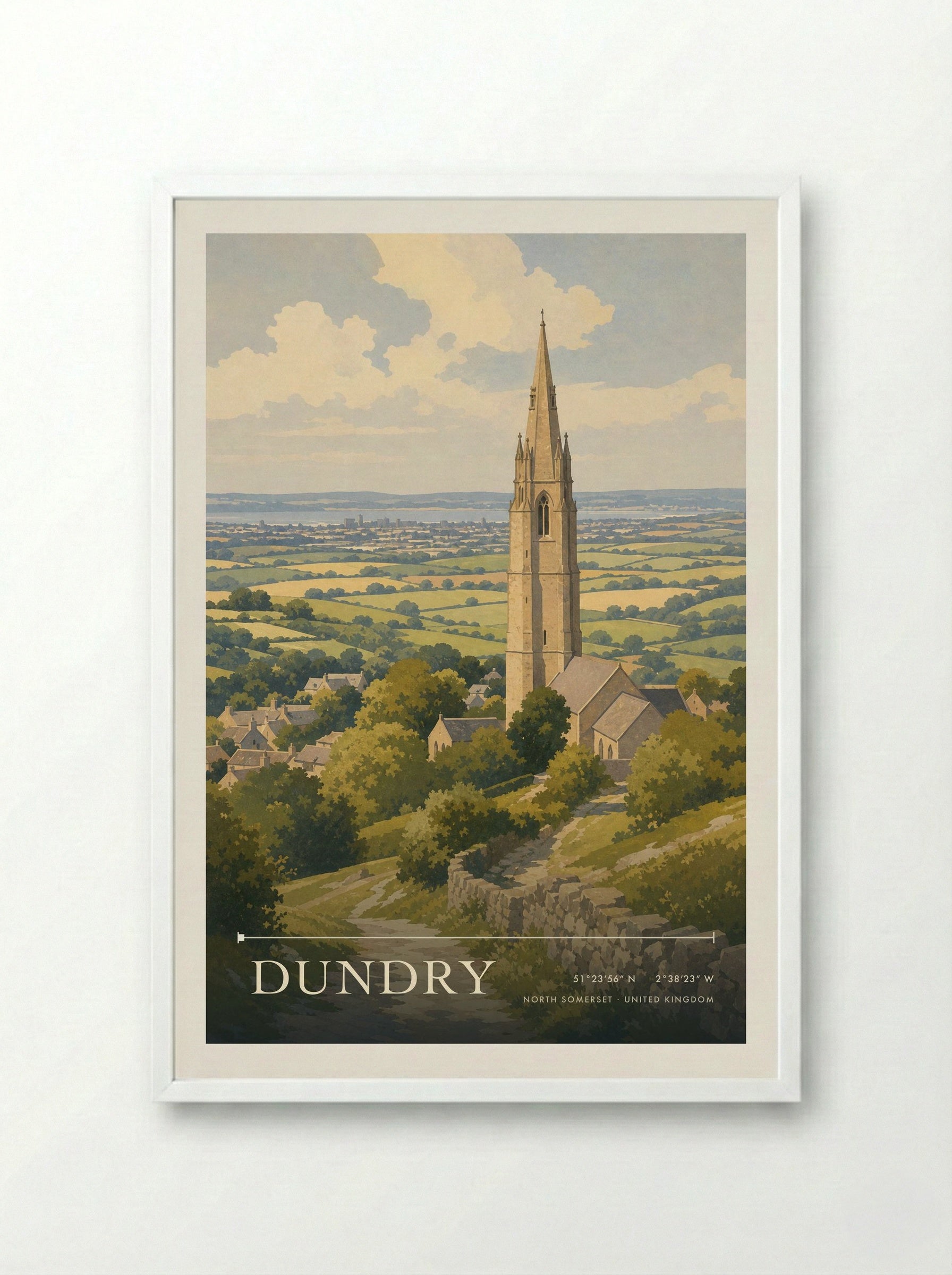 Dundry North Somerset United Kingdom Travel Poster - Framed Print White