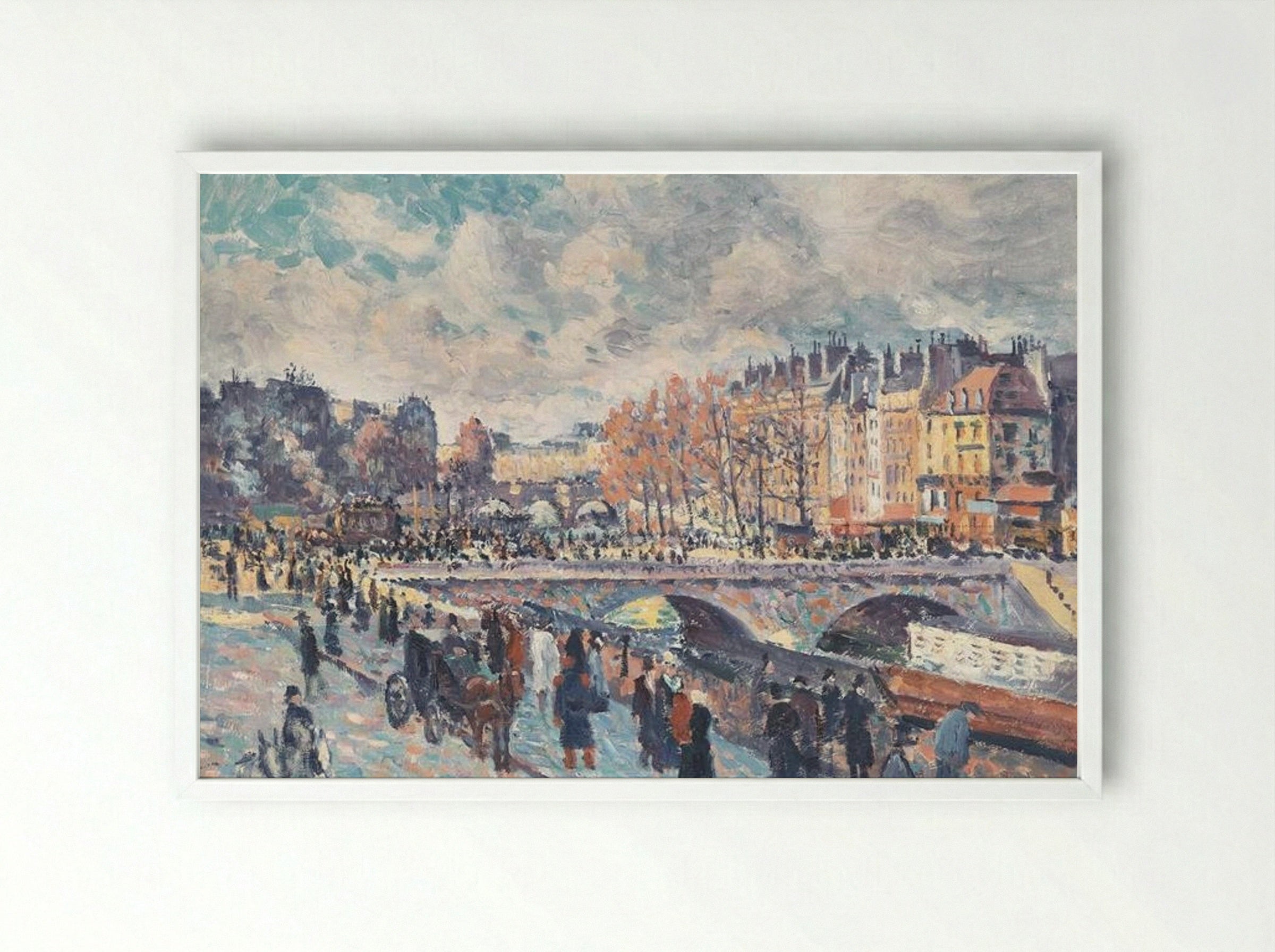Seinequai in Paris - Maximilien Luce - Framed Print White